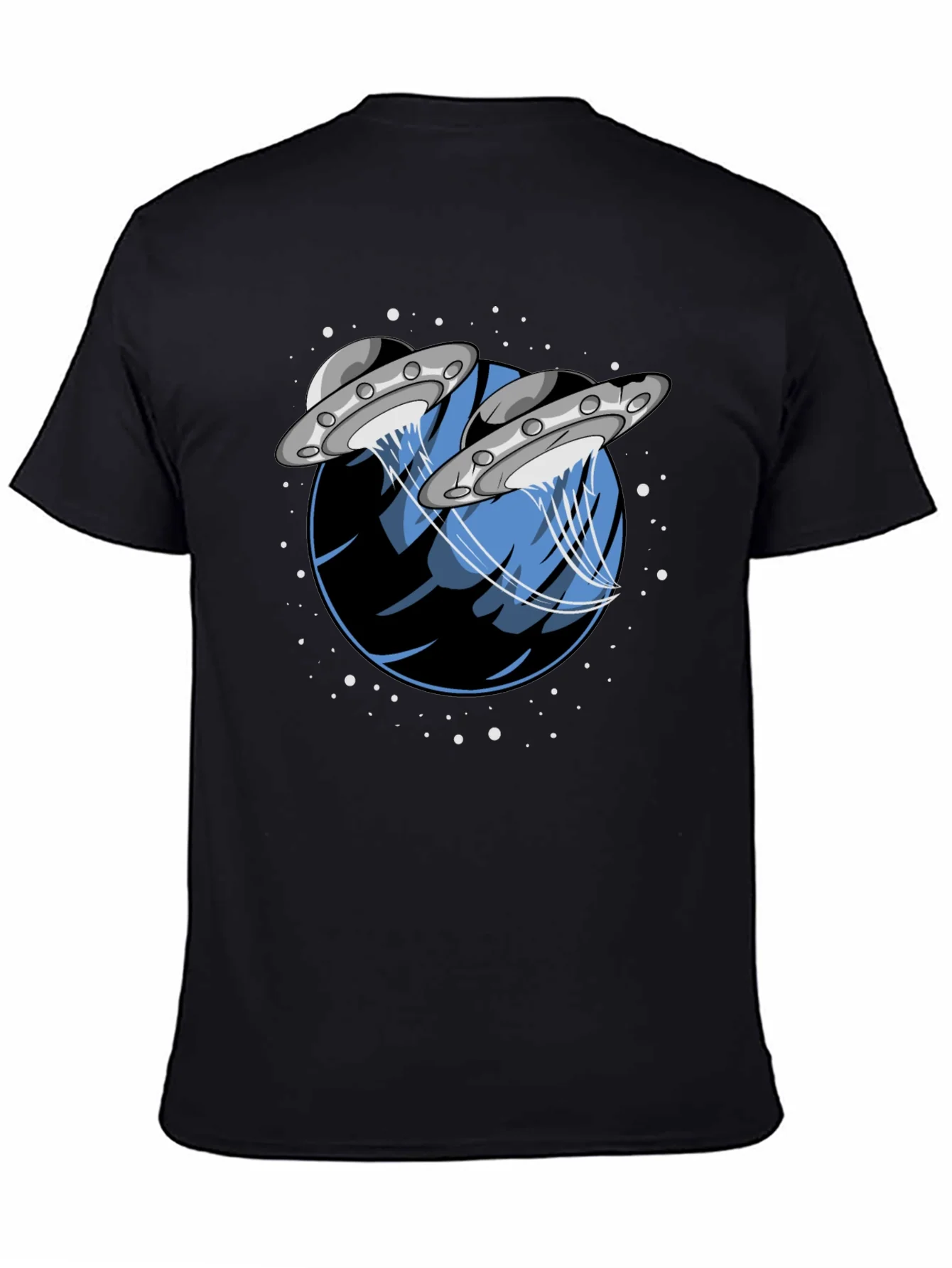 UFO Abduction Graphic Tee - Stylish Black Cotton T-Shirt