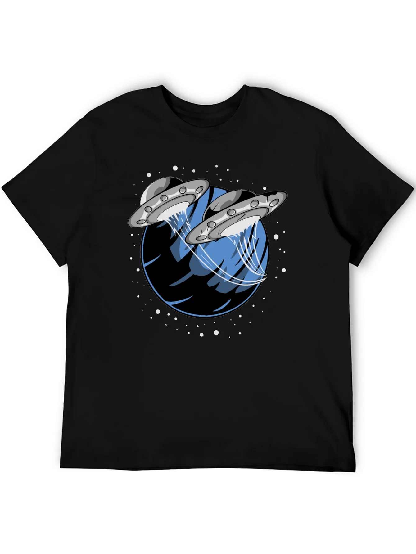 UFO Abduction Graphic Tee - Stylish Black Cotton T-Shirt