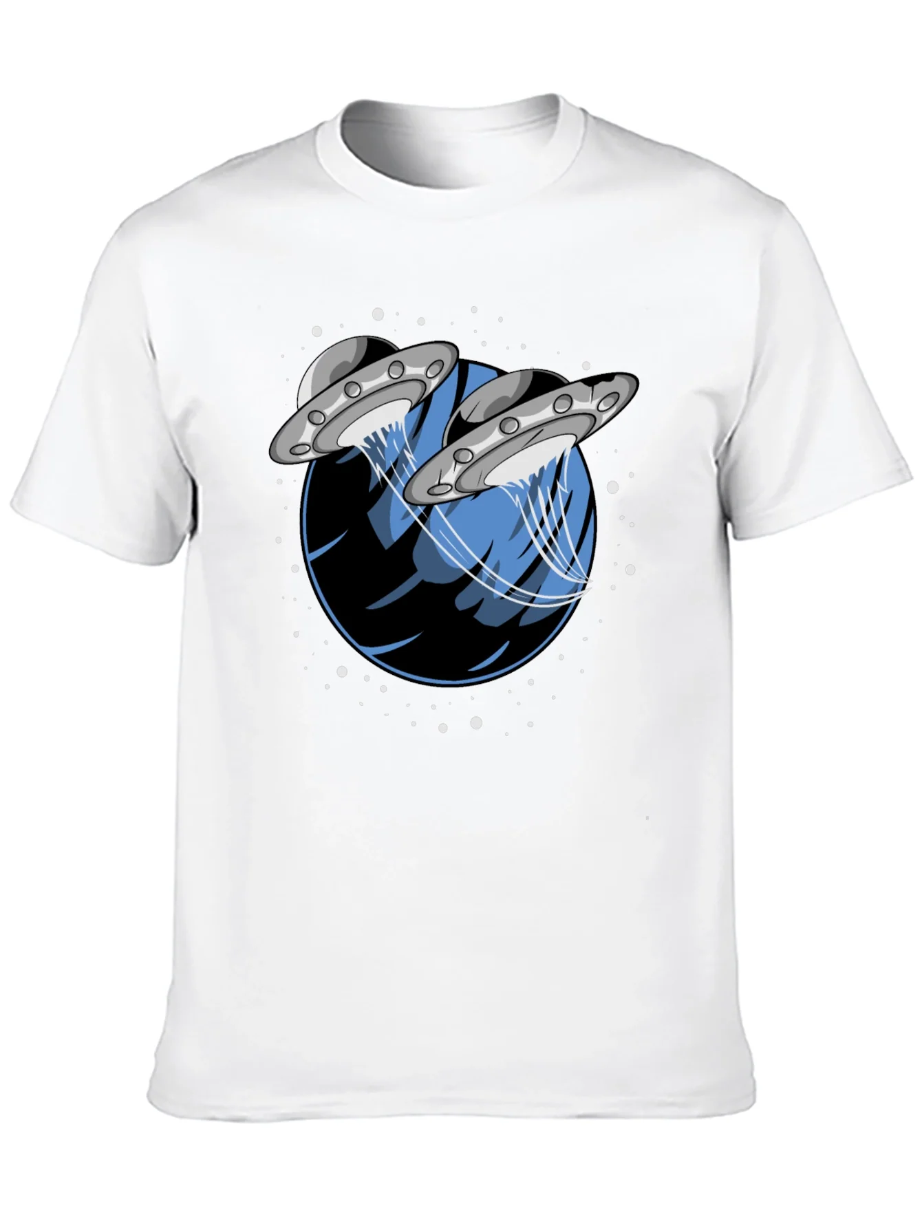 UFO Abduction Graphic Tee - Stylish Black Cotton T-Shirt