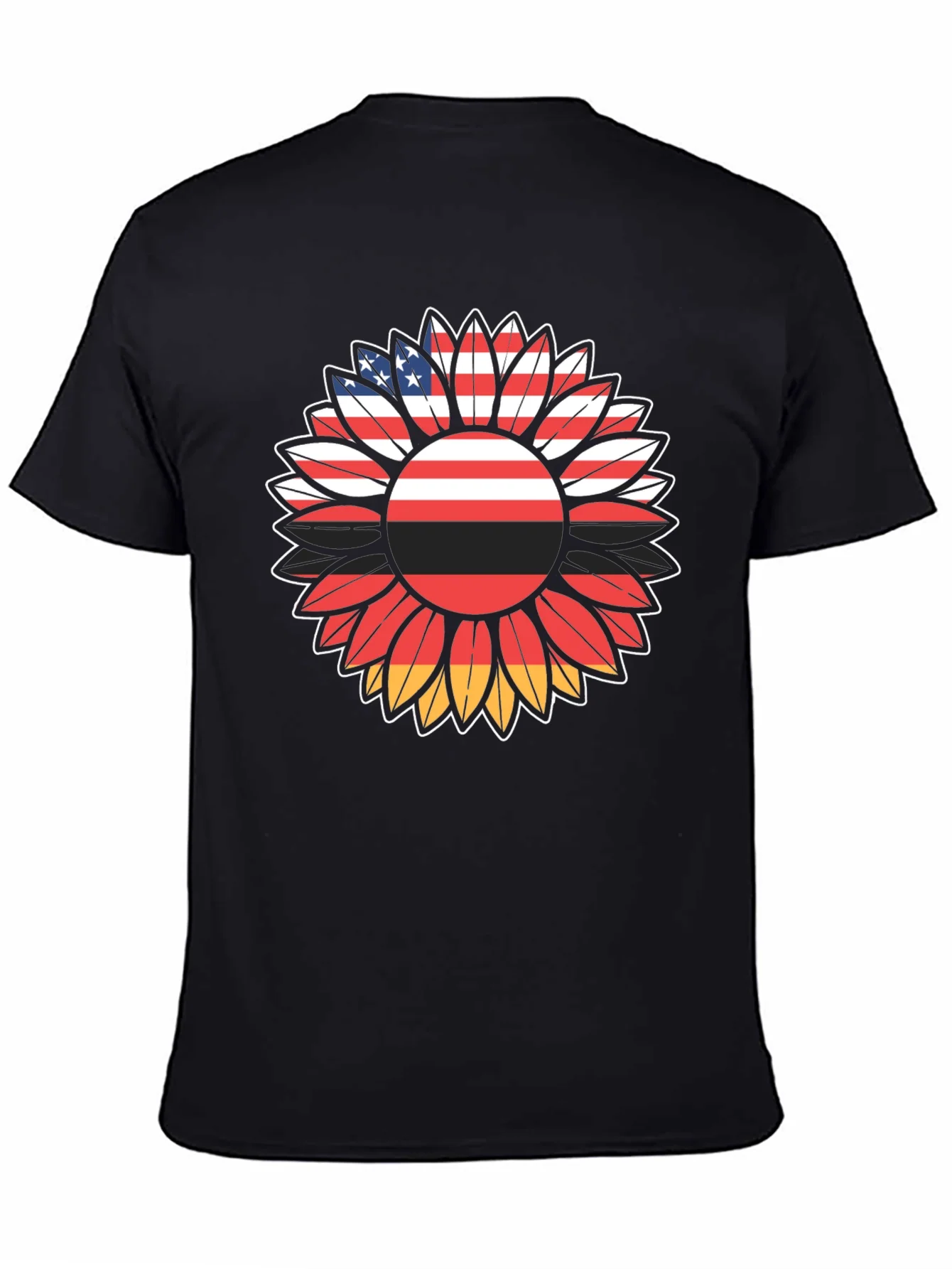 USA Germany Flag Sunflower Graphic T-Shirt