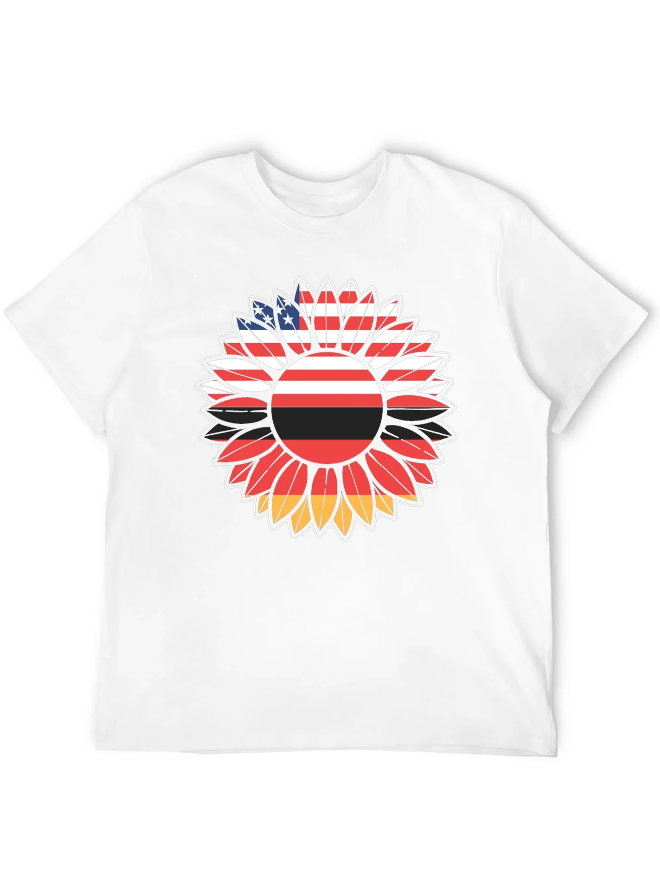 USA Germany Flag Sunflower Graphic T-Shirt