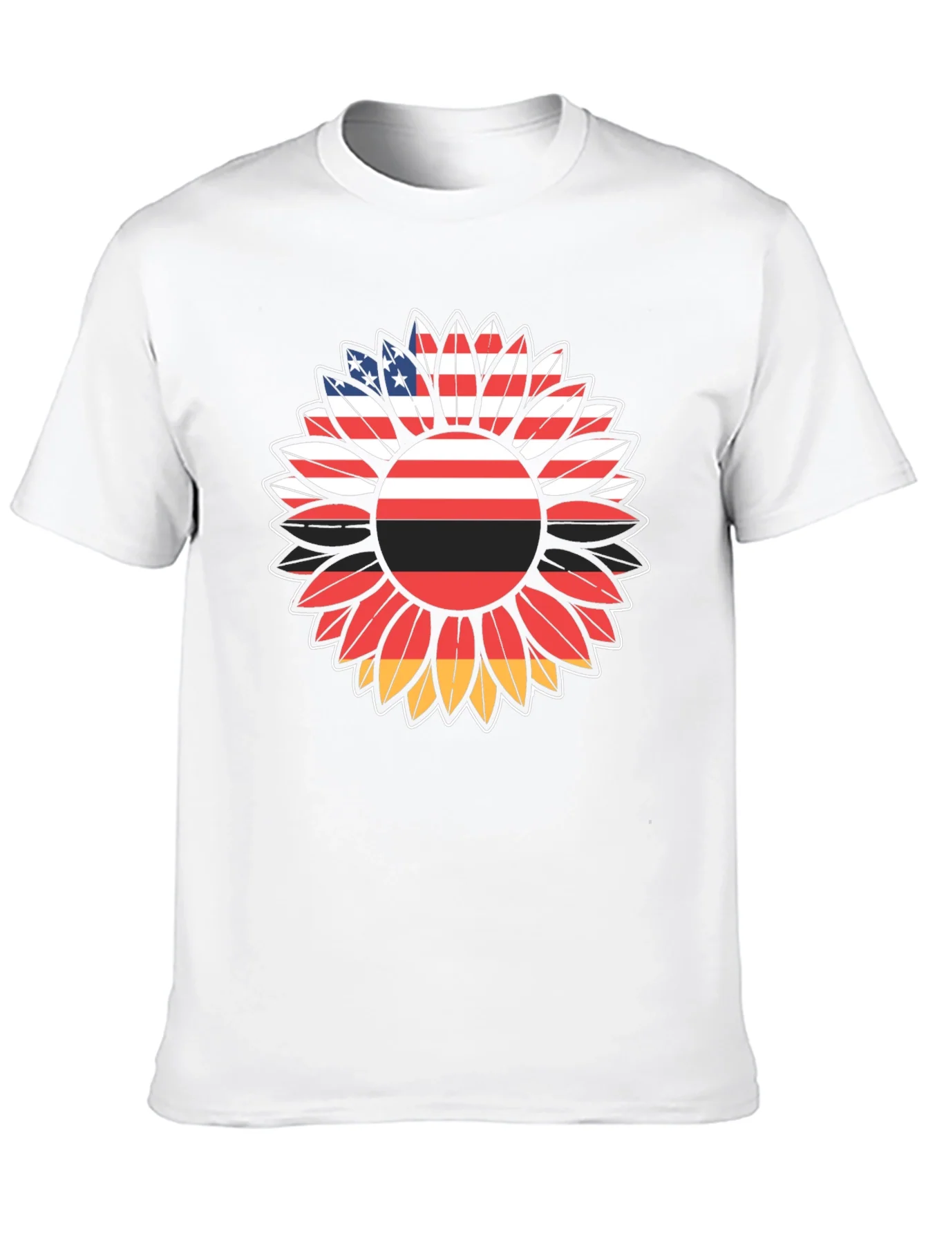 USA Germany Flag Sunflower Graphic T-Shirt