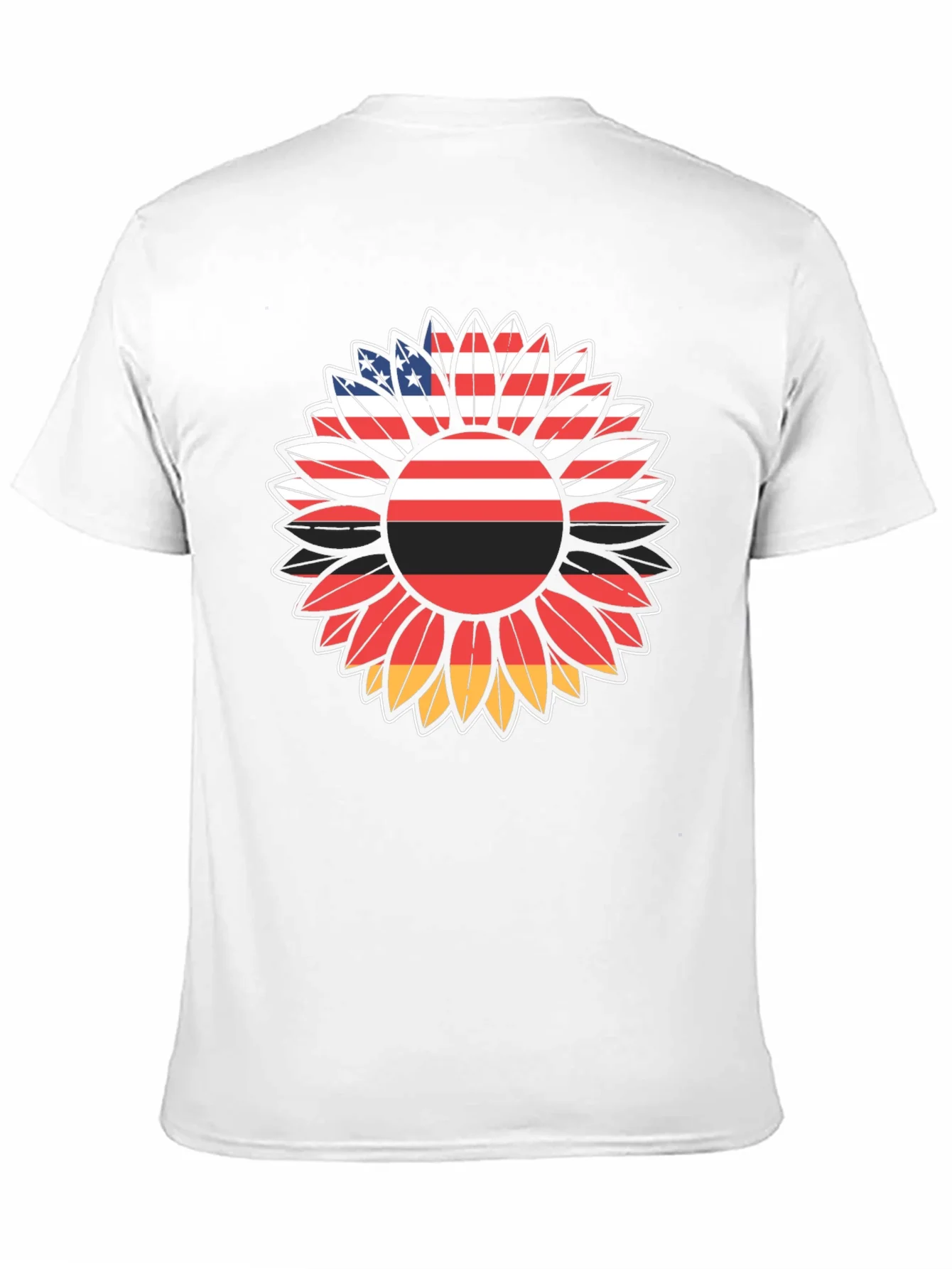 USA Germany Flag Sunflower Graphic T-Shirt