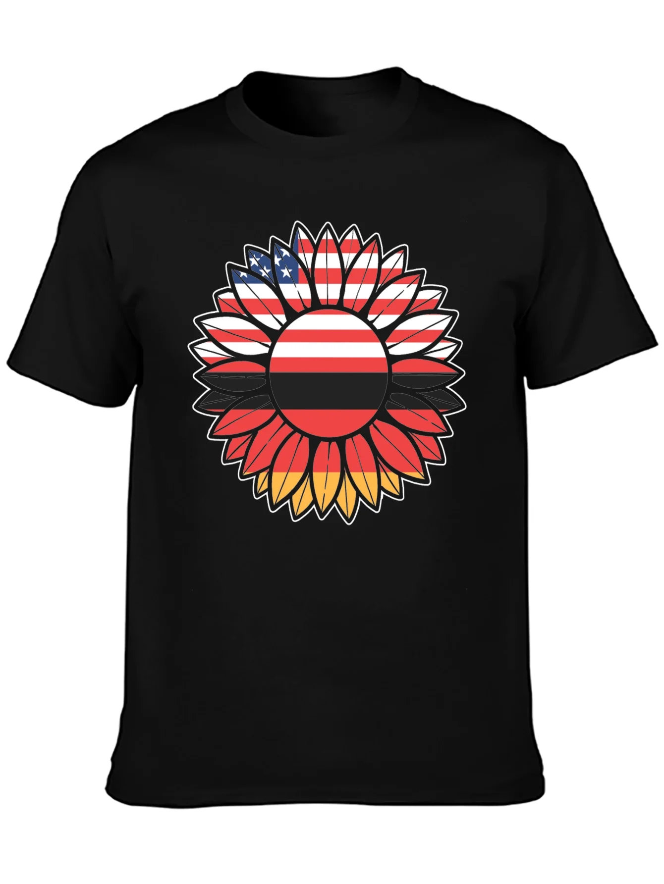 USA Germany Flag Sunflower Graphic T-Shirt