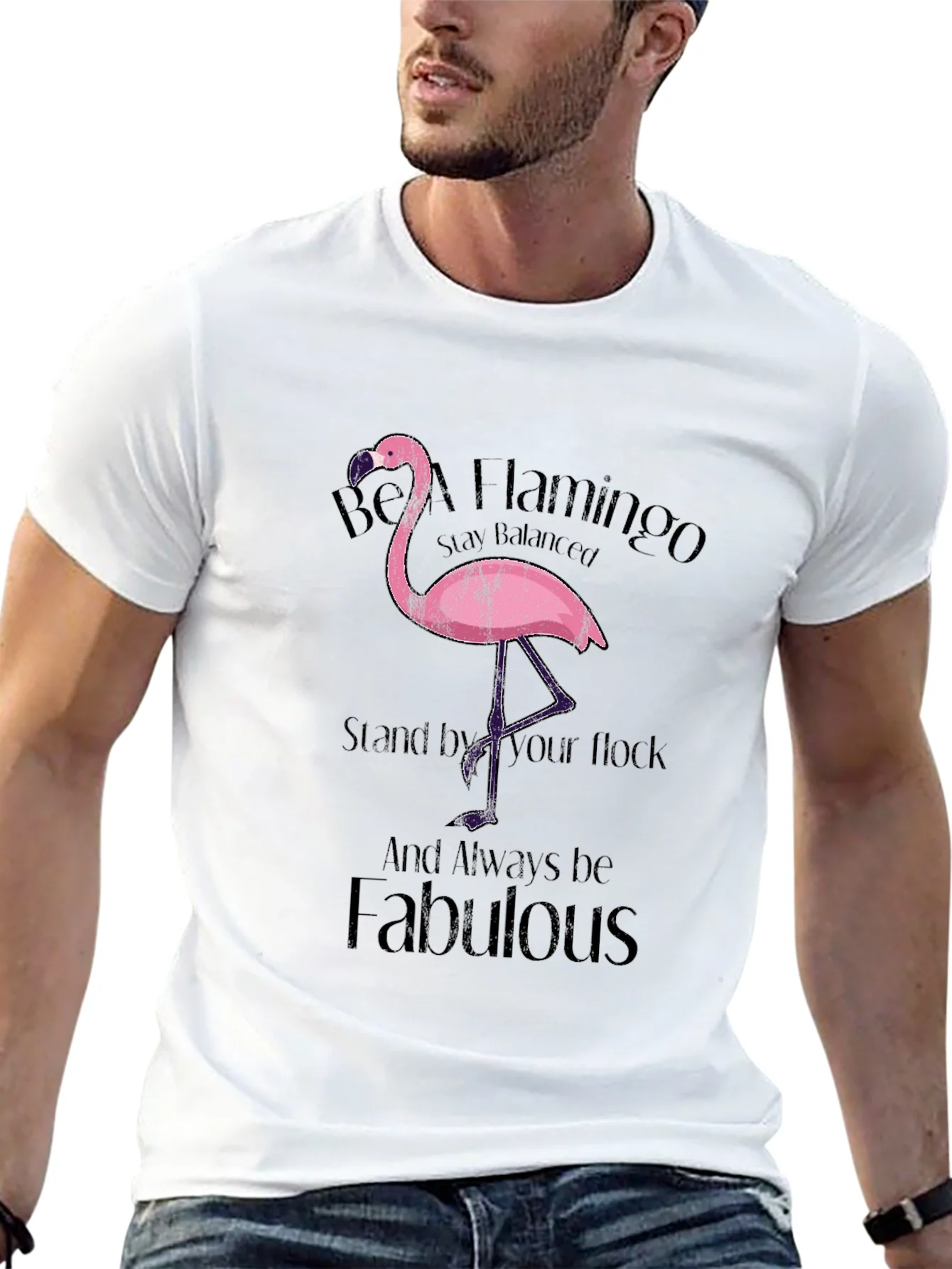 Be a Flamingo Black T-Shirt