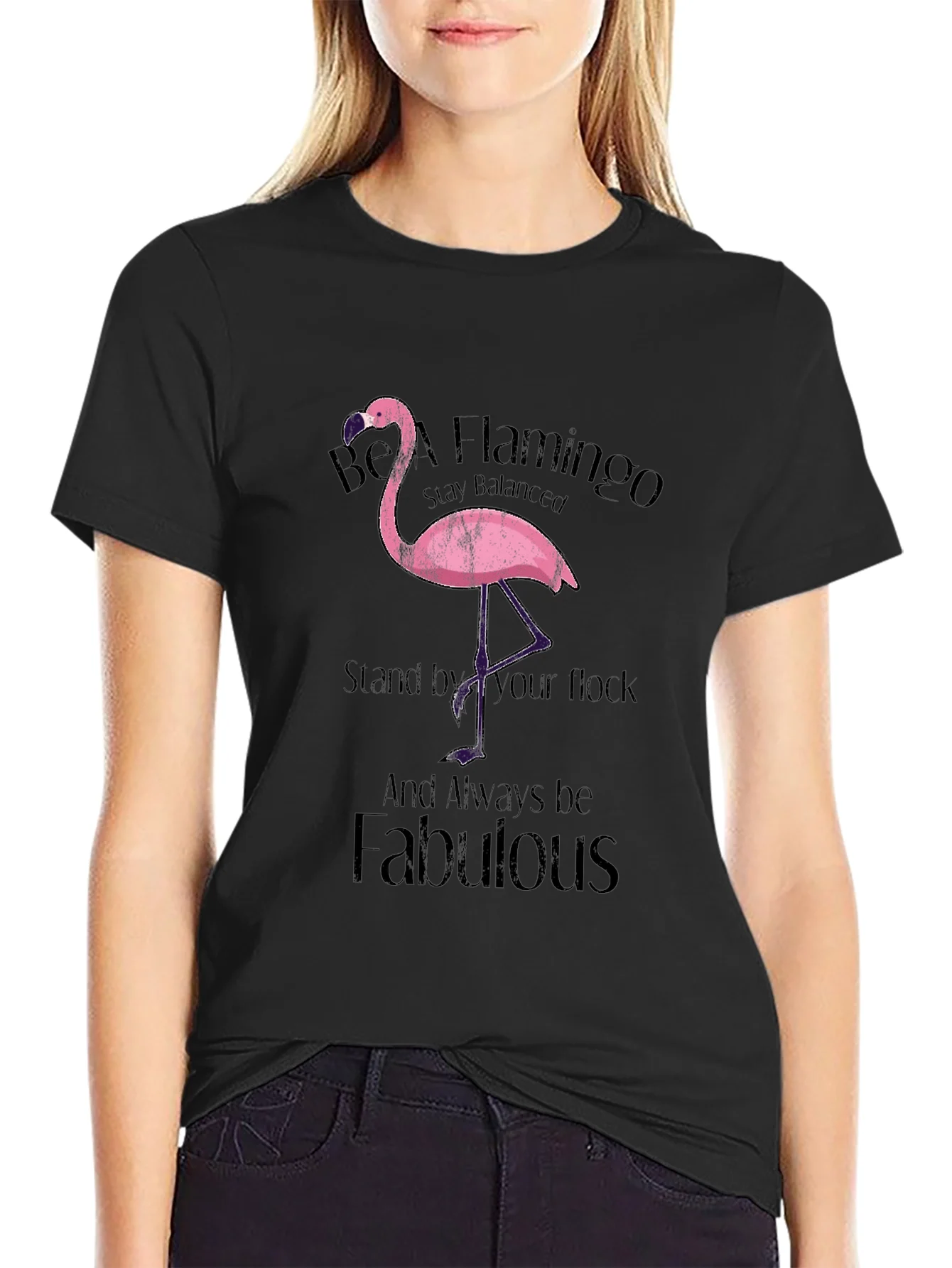Be a Flamingo Black T-Shirt