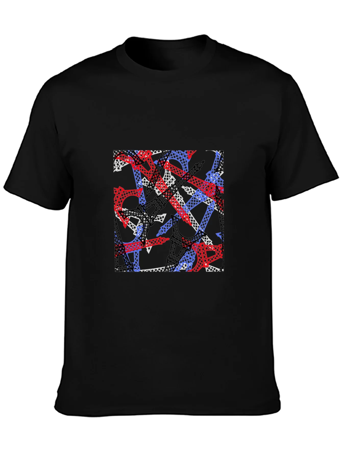 Abstract Eiffel Tower Print Mens T-Shirt