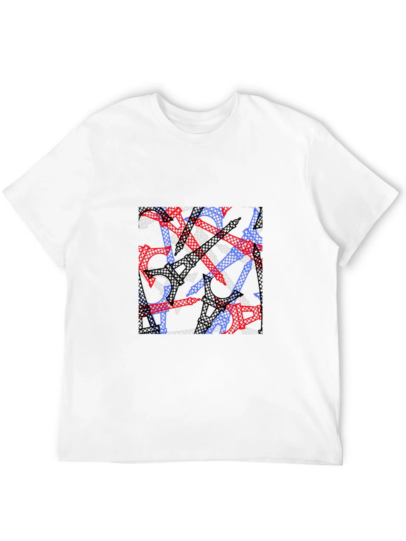 Abstract Eiffel Tower Print Mens T-Shirt