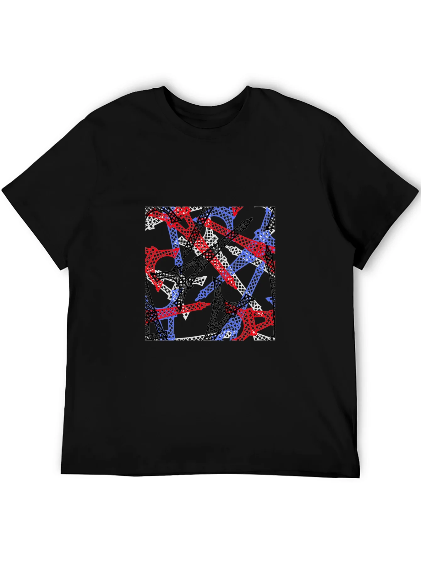 Abstract Eiffel Tower Print Mens T-Shirt