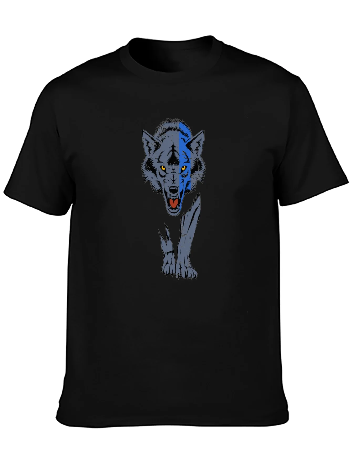 Wolf Graphic Print T-Shirt - Black