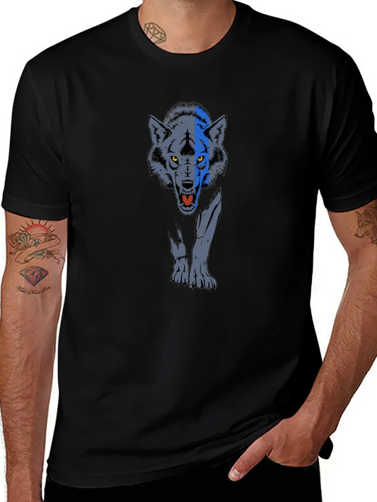Wolf Graphic Print T-Shirt - Black