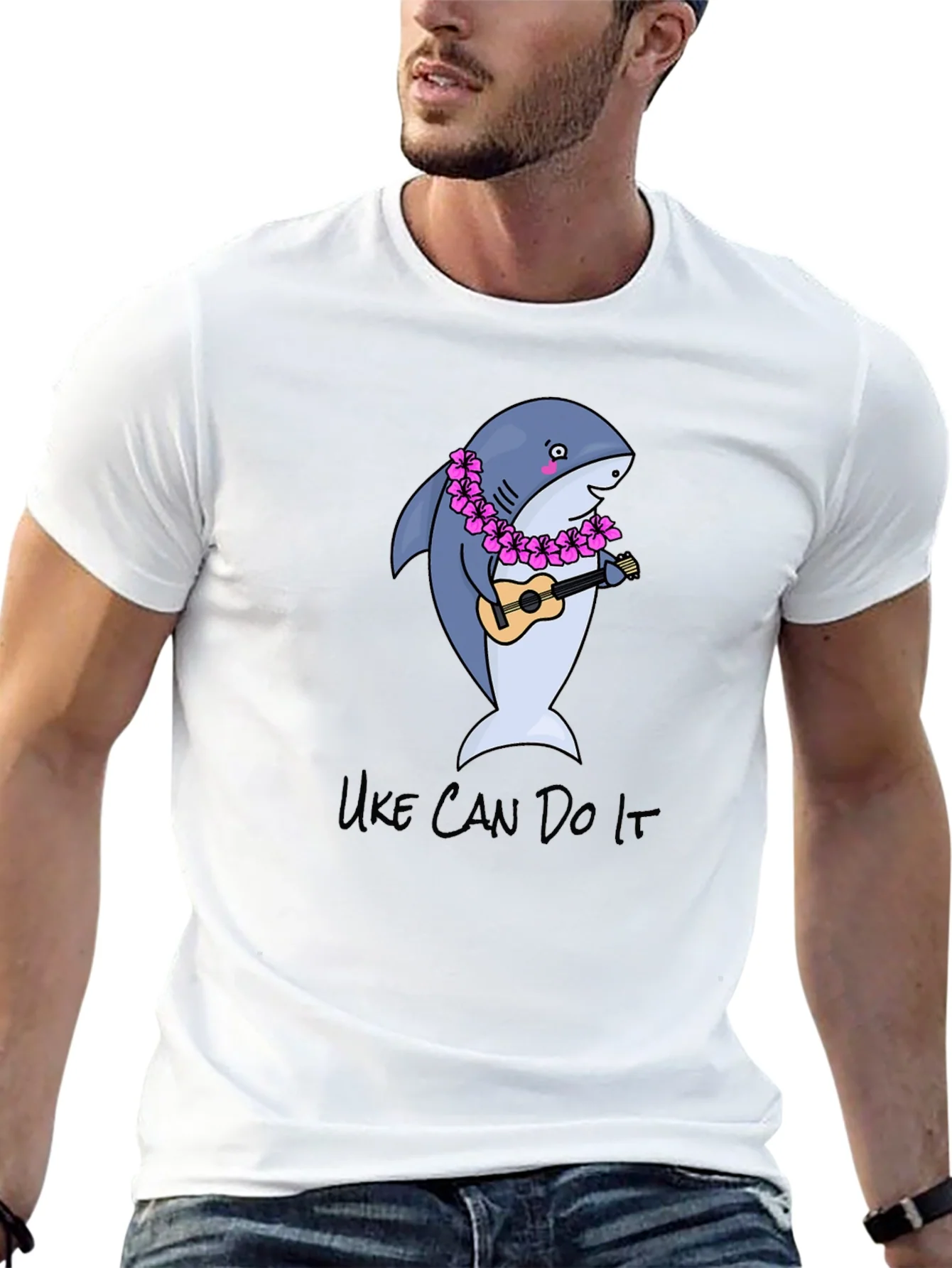 Uke Can Do It Shark Ukulele Graphic T-Shirt