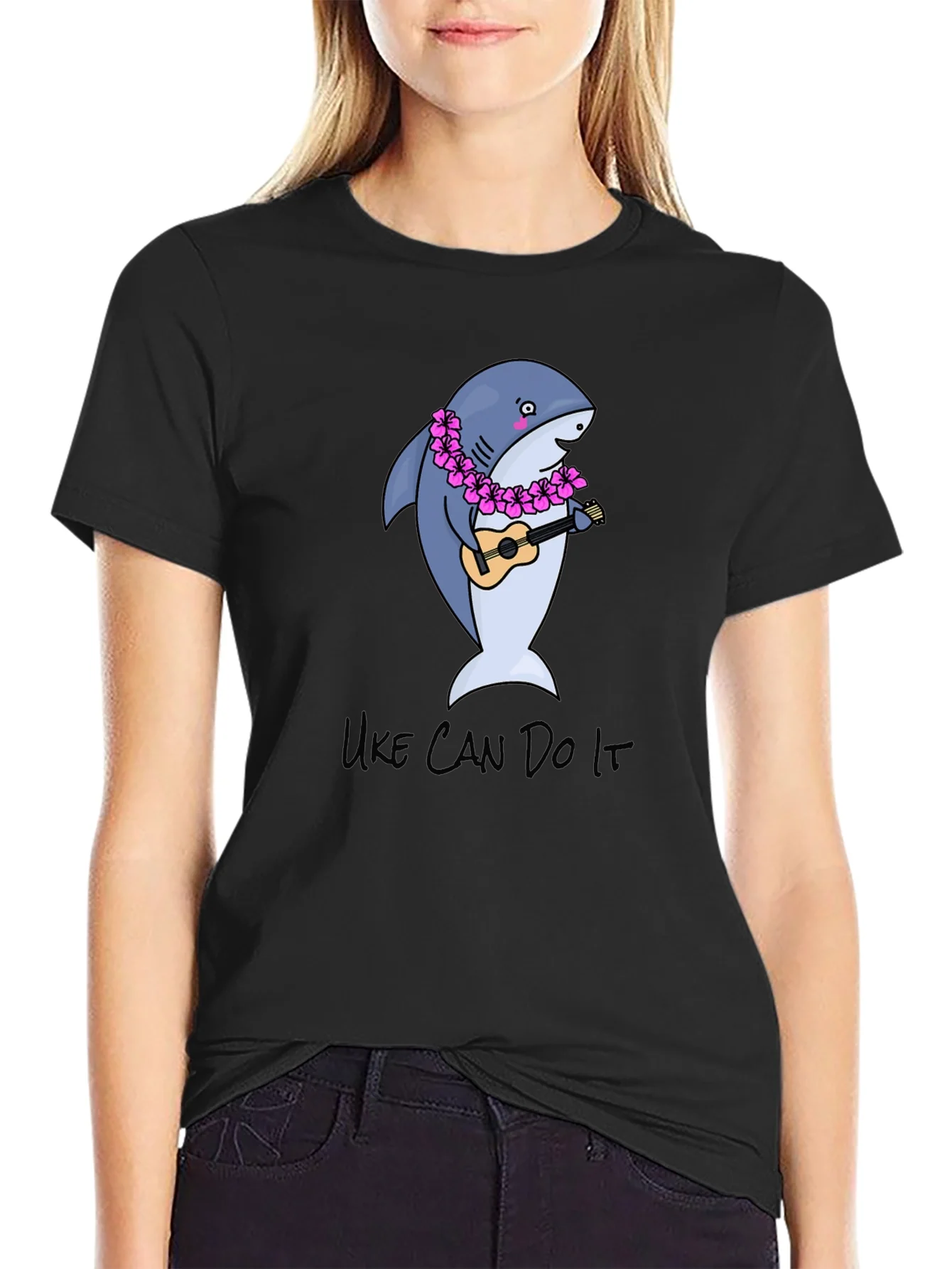 Uke Can Do It Shark Ukulele Graphic T-Shirt