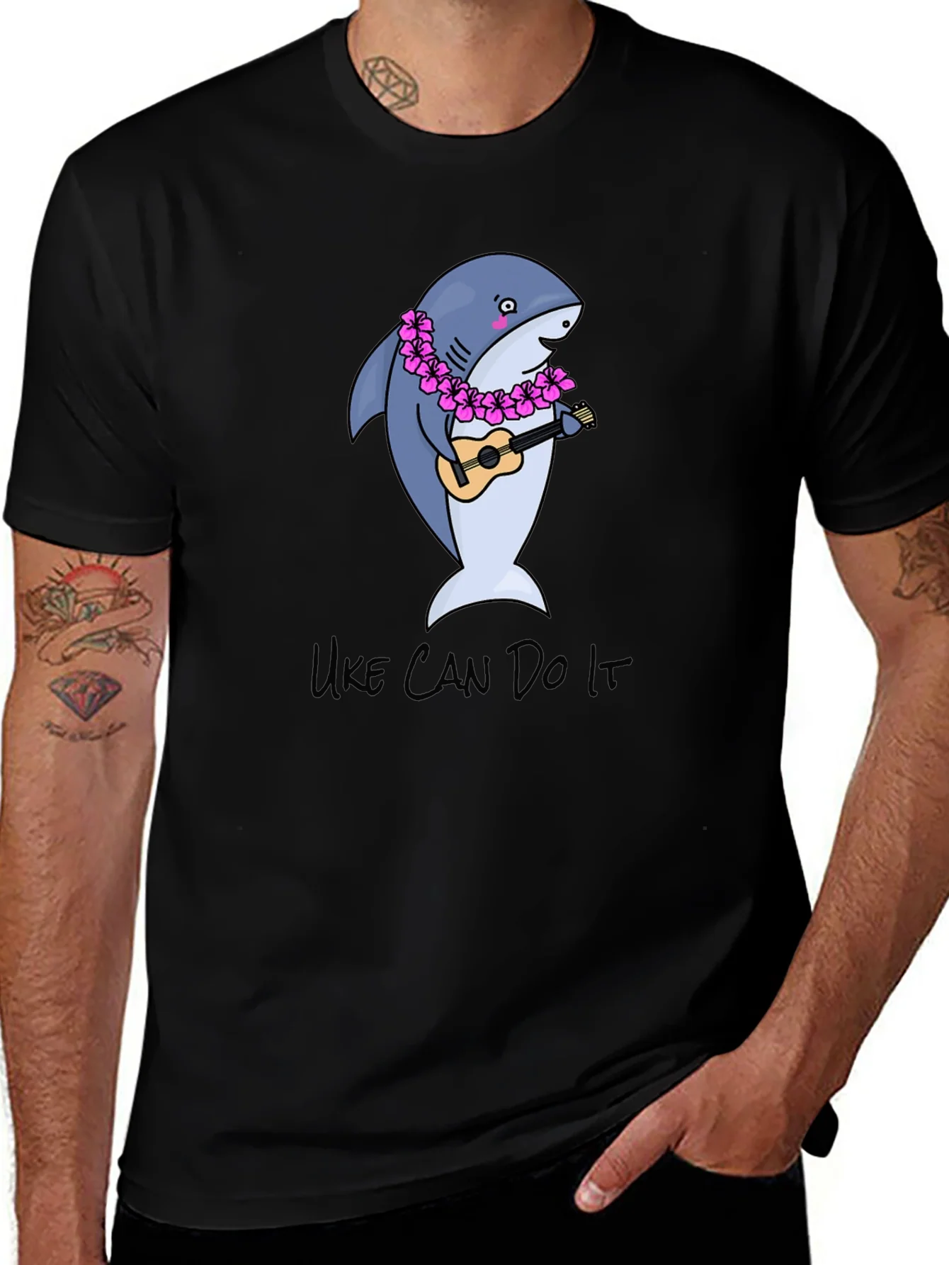 Uke Can Do It Shark Ukulele Graphic T-Shirt