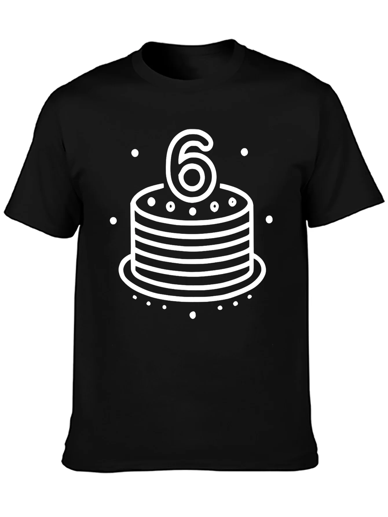 6th Birthday Cake T-Shirt - Black