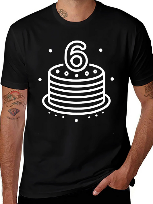 6th Birthday Cake T-Shirt - Black