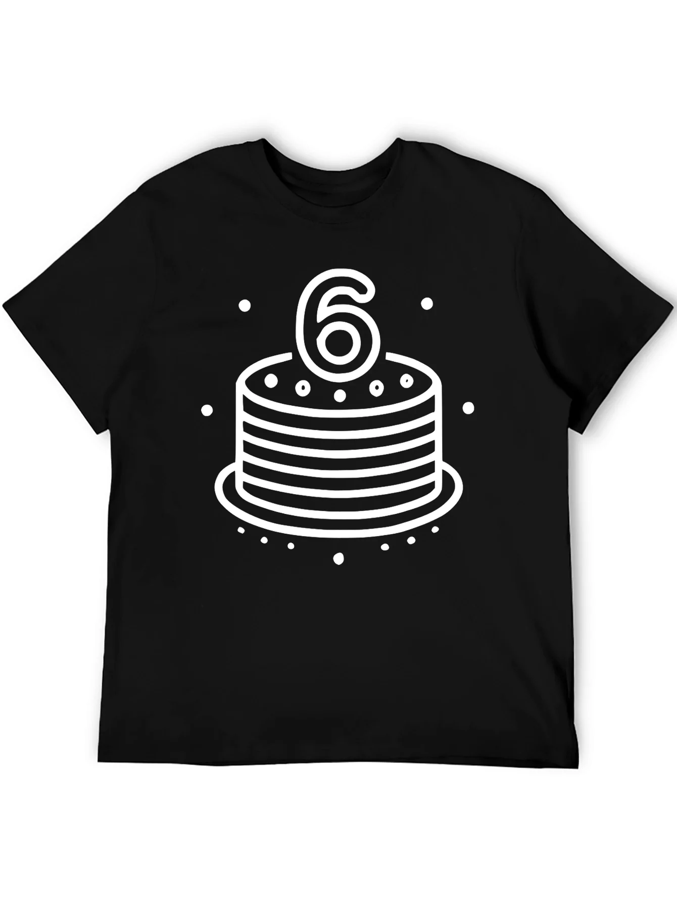 6th Birthday Cake T-Shirt - Black