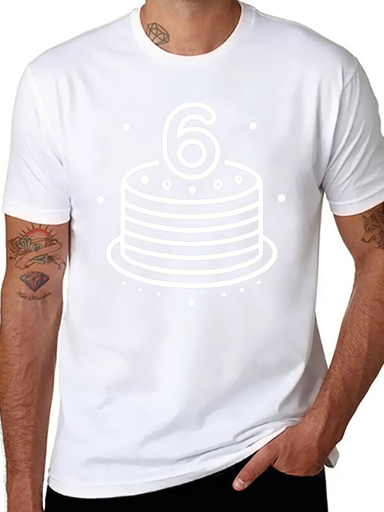 6th Birthday Cake T-Shirt - Black