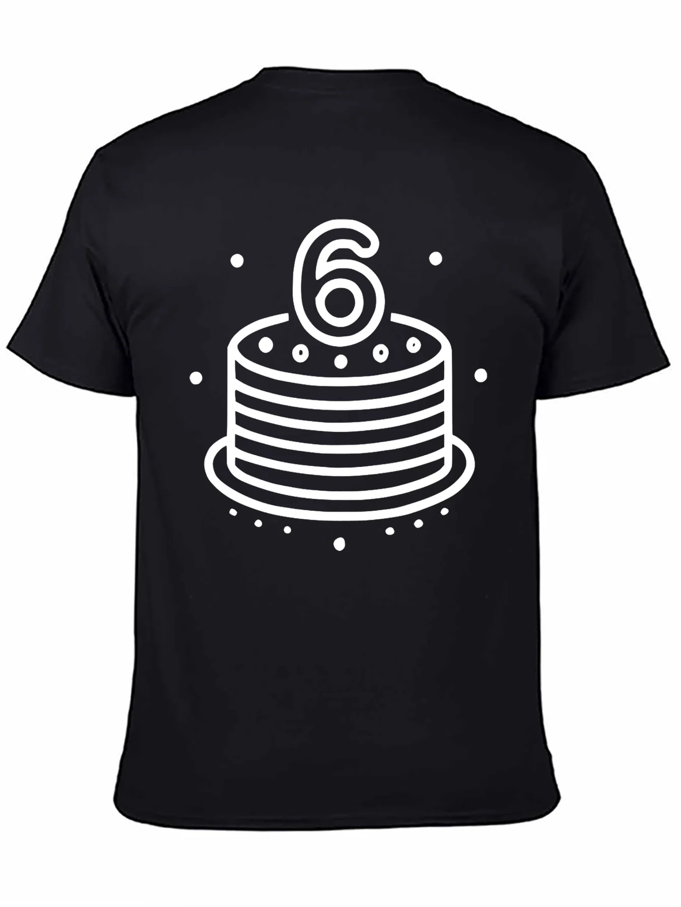 6th Birthday Cake T-Shirt - Black