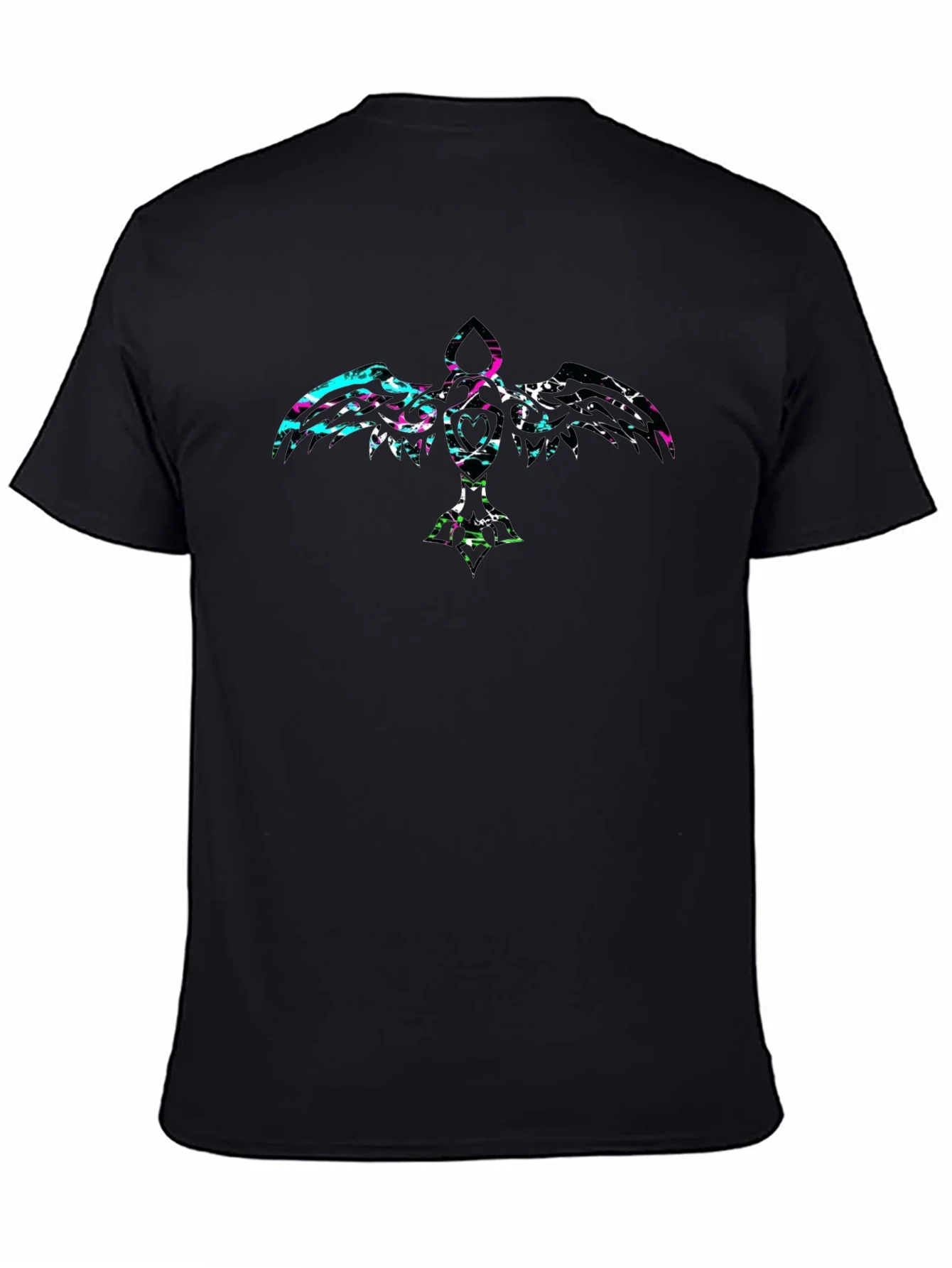 Abstract Crow Graphic Black T-Shirt