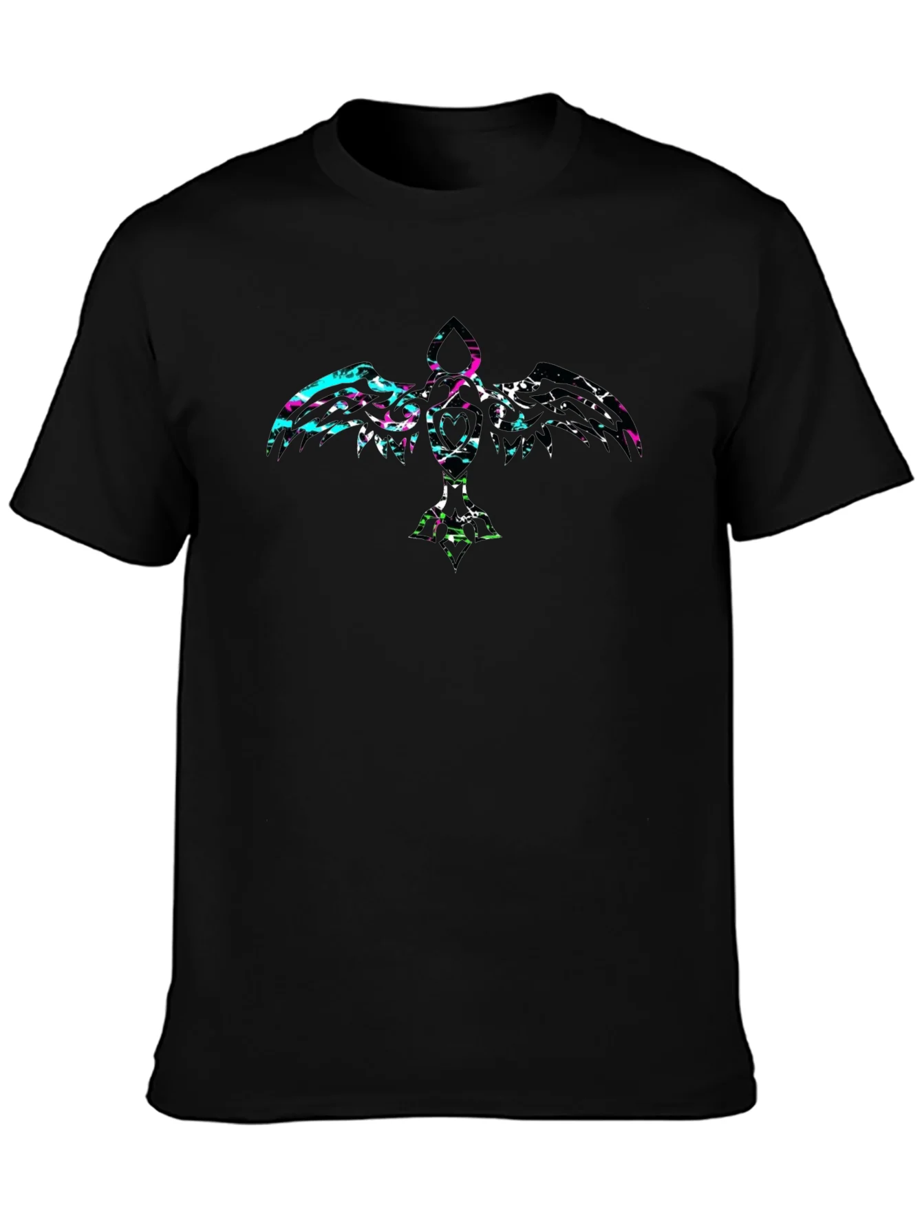 Abstract Crow Graphic Black T-Shirt