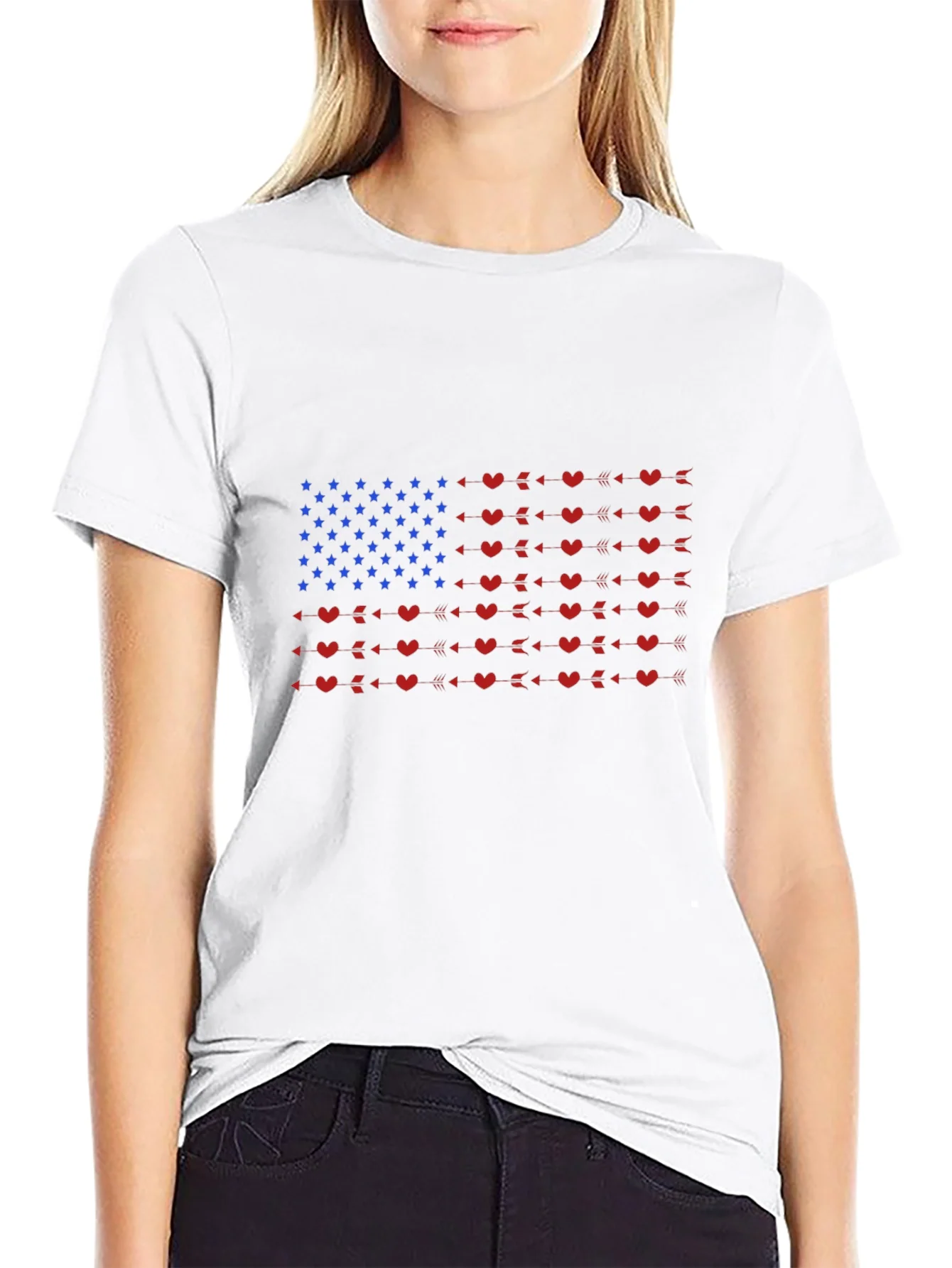 American Flag Heart Arrow Graphic Tee