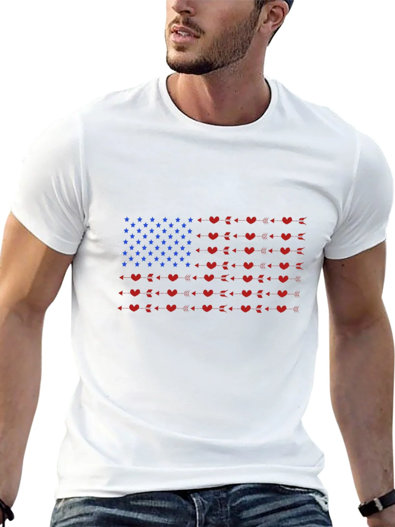 American Flag Heart Arrow Graphic Tee