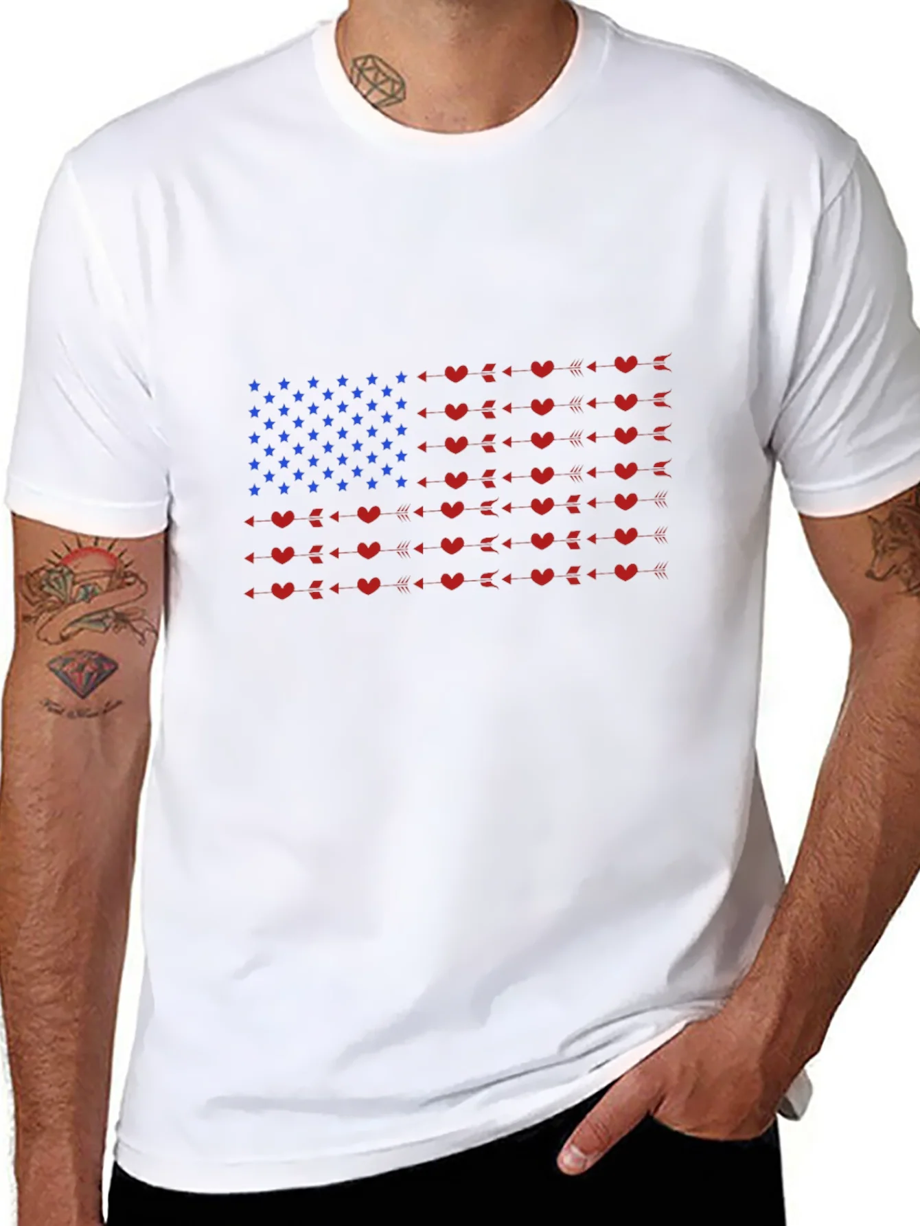 American Flag Heart Arrow Graphic Tee