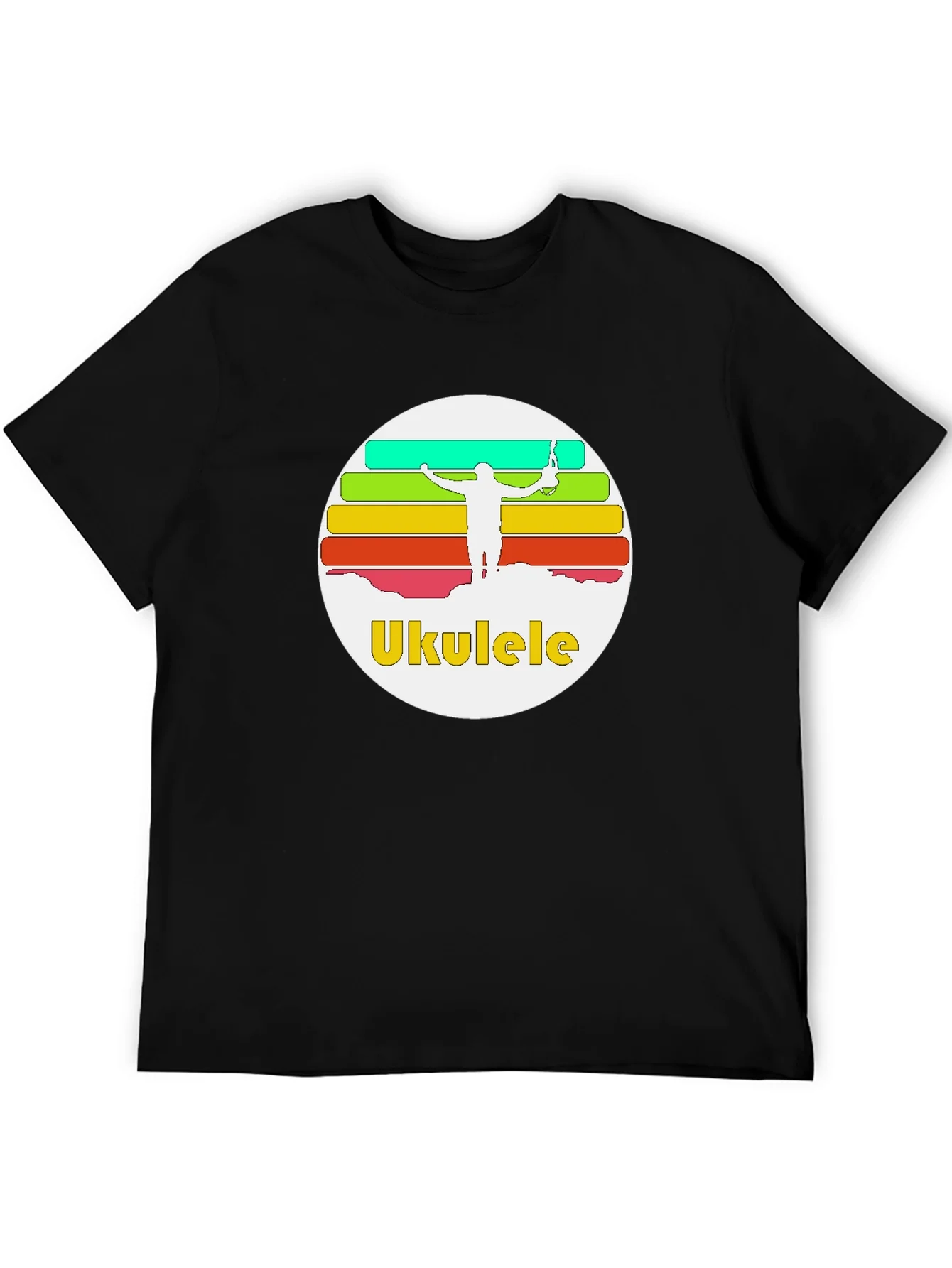 Ukulele Sunset T-Shirt - Retro Style Black Tee