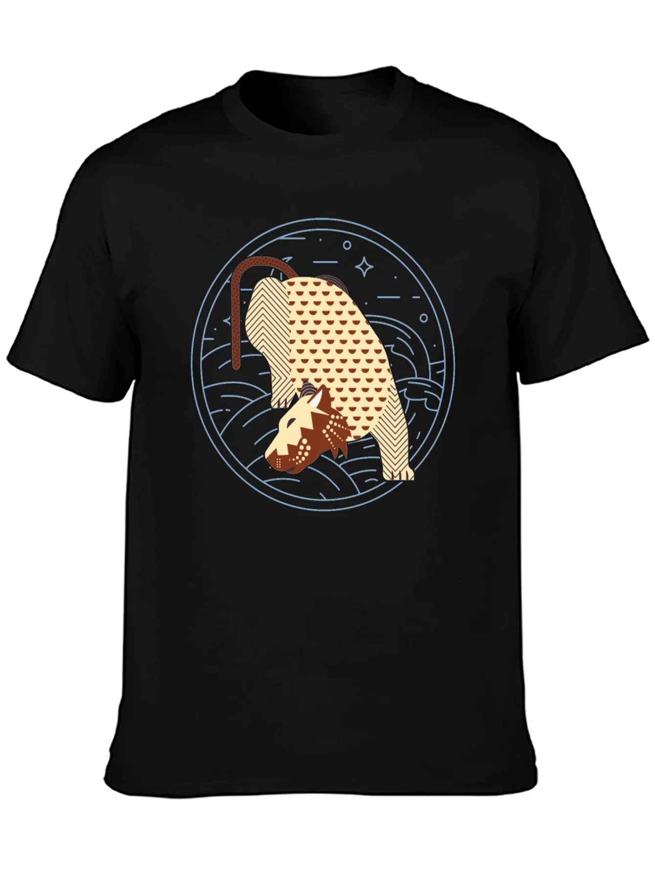 Abstract Anteater Graphic Tee - Black Cotton T-Shirt