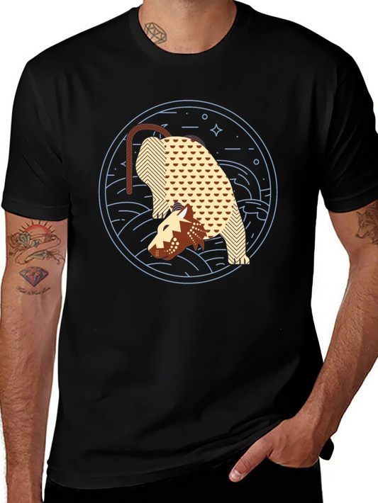 Abstract Anteater Graphic Tee - Black Cotton T-Shirt