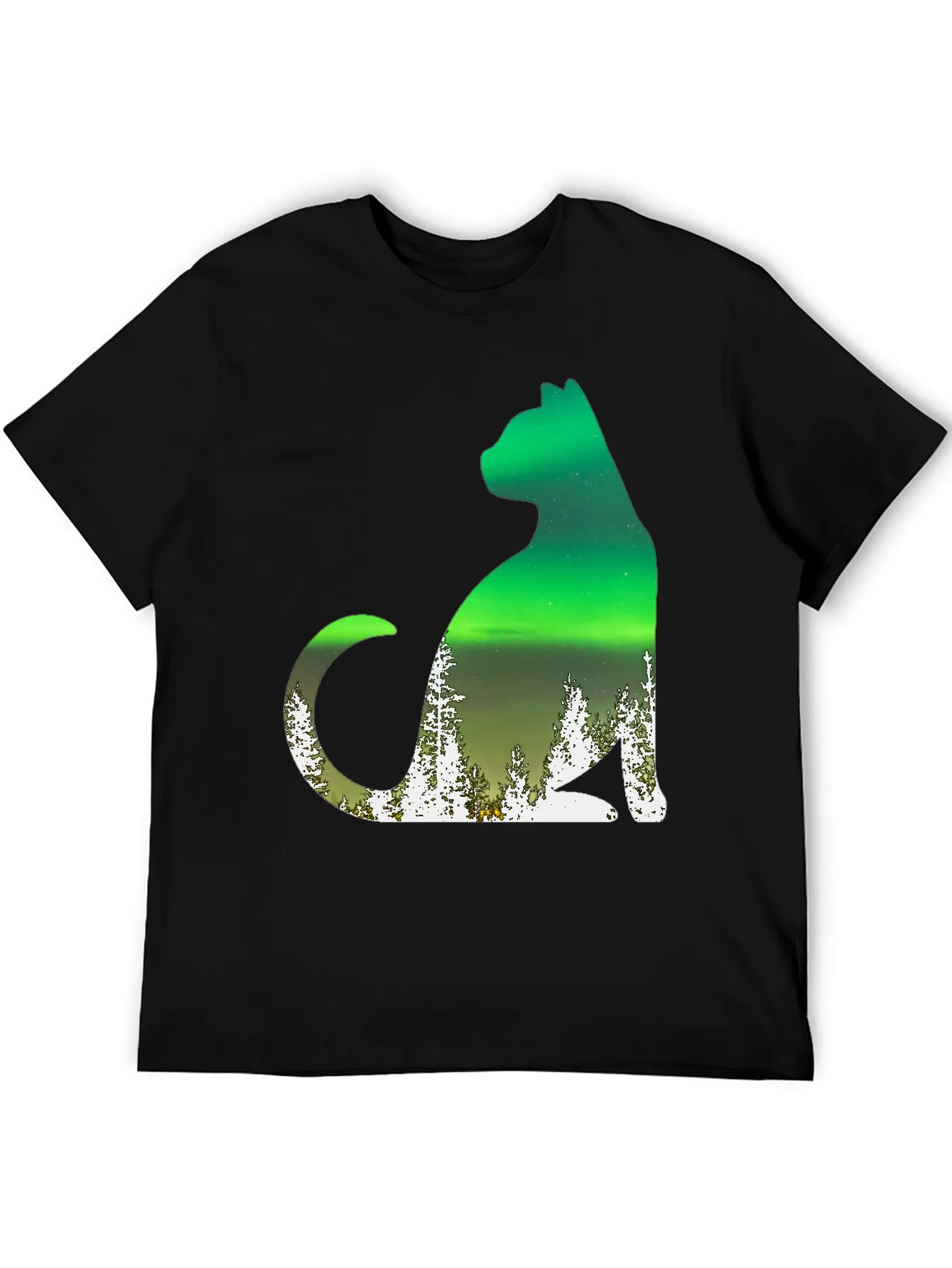 Aurora Cat Graphic Tee - Black