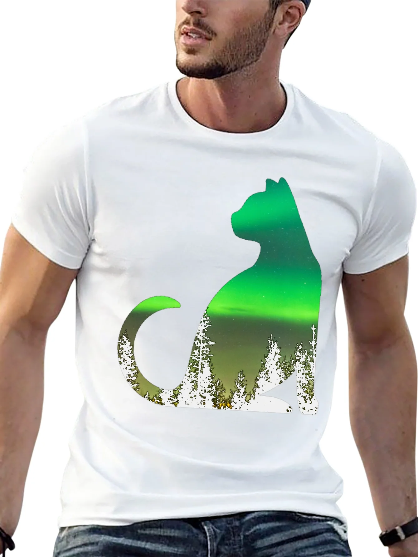 Aurora Cat Graphic Tee - Black