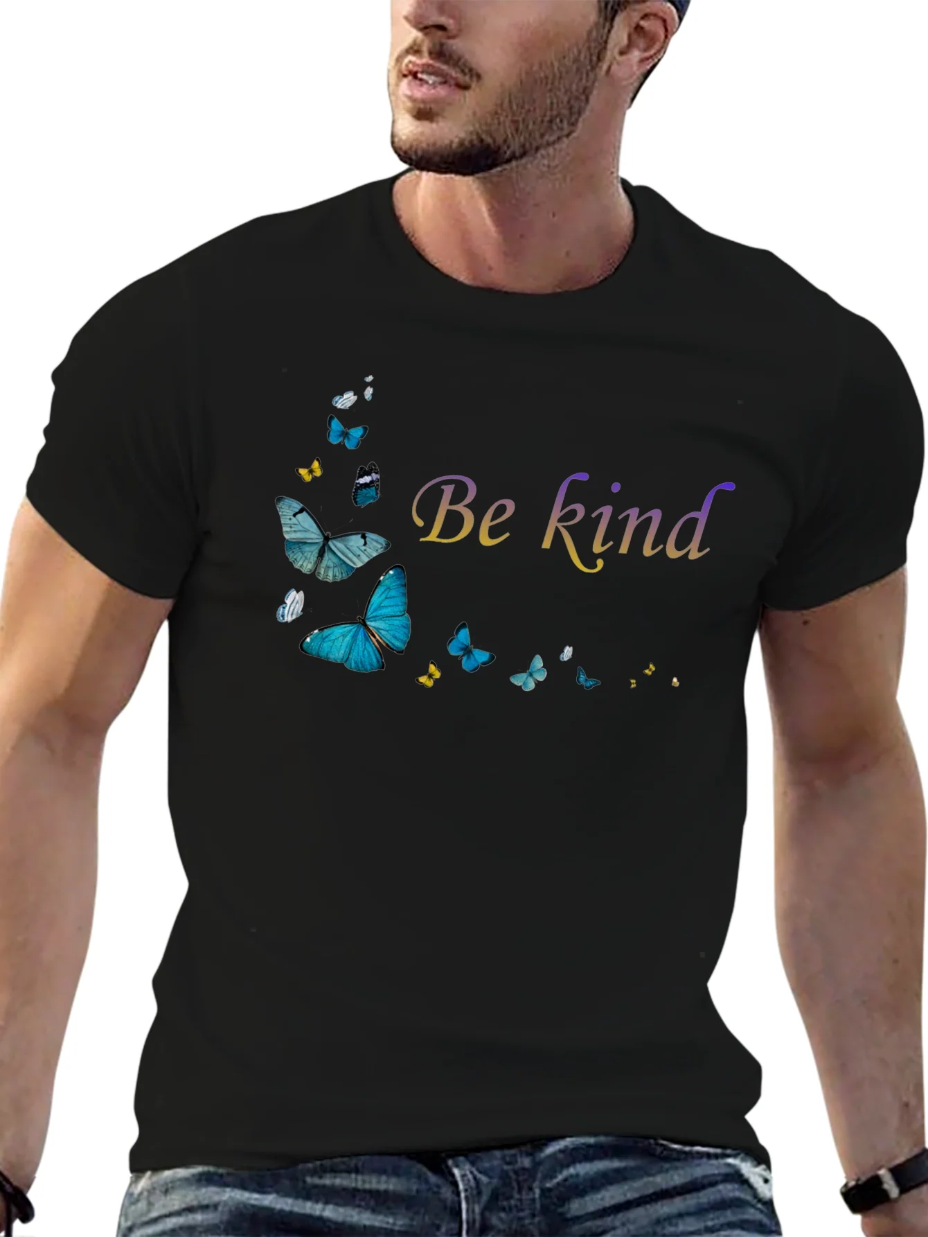 Be Kind Butterfly Graphic Black T-Shirt