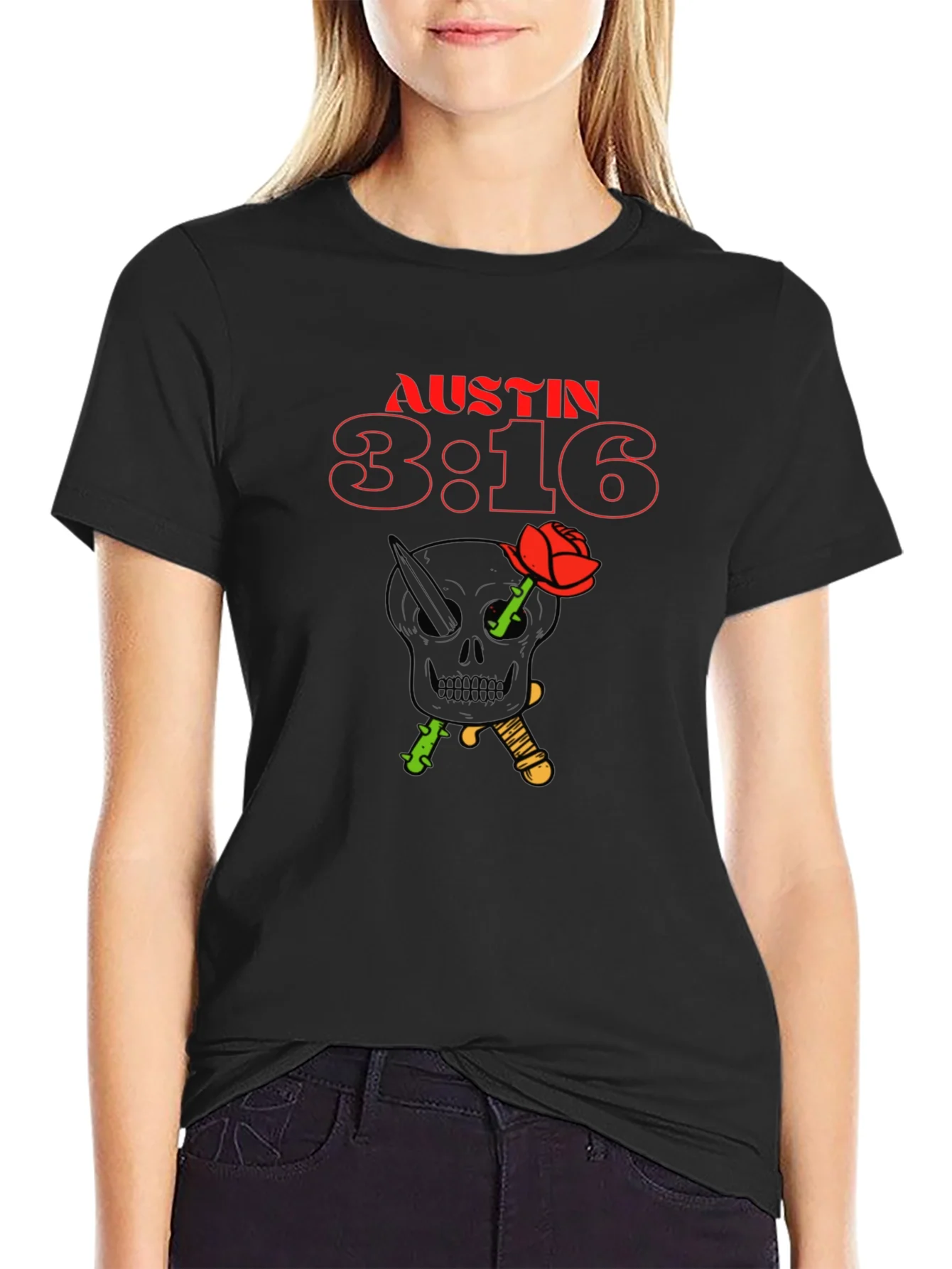 Austin 3:16 Skull Rose Graphic Tee