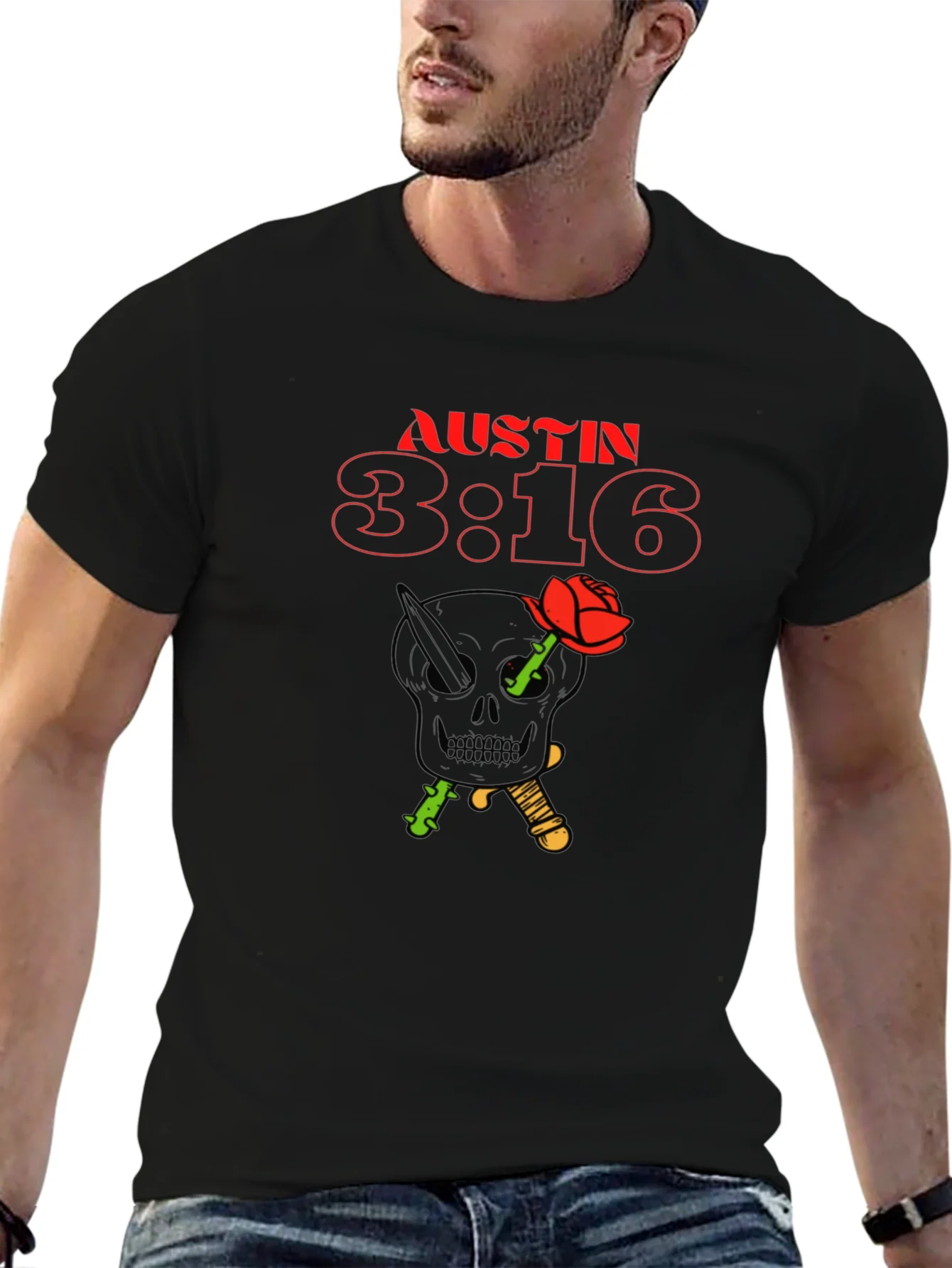 Austin 3:16 Skull Rose Graphic Tee