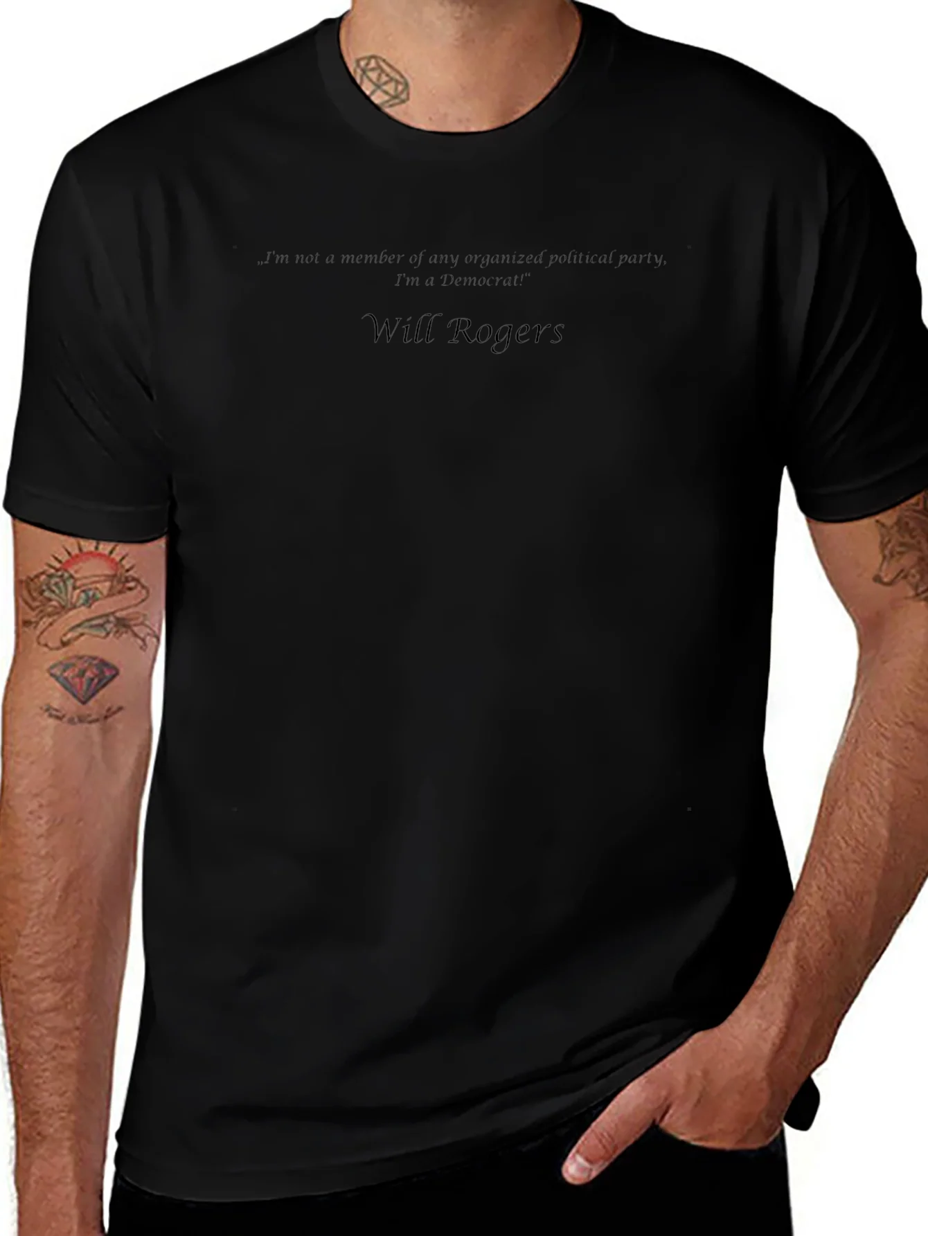 Will Rogers Democrat Quote Black T-Shirt