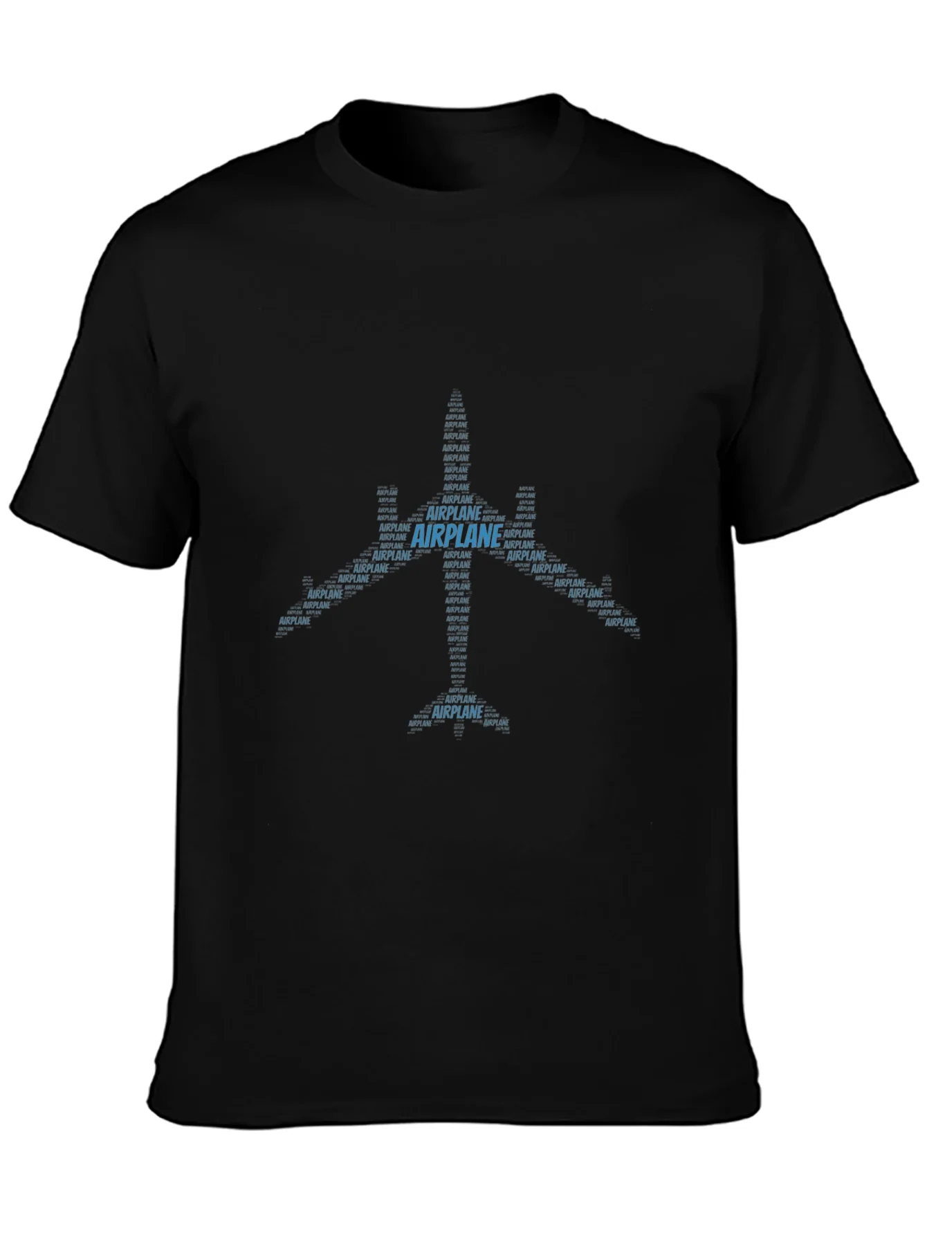 Airplane Word Art Black T-Shirt
