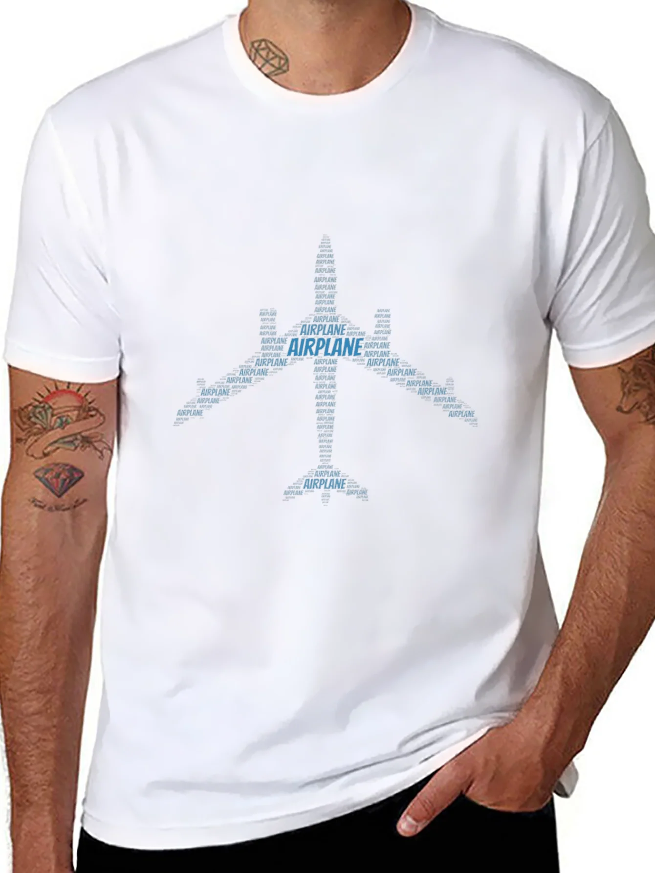 Airplane Word Art Black T-Shirt