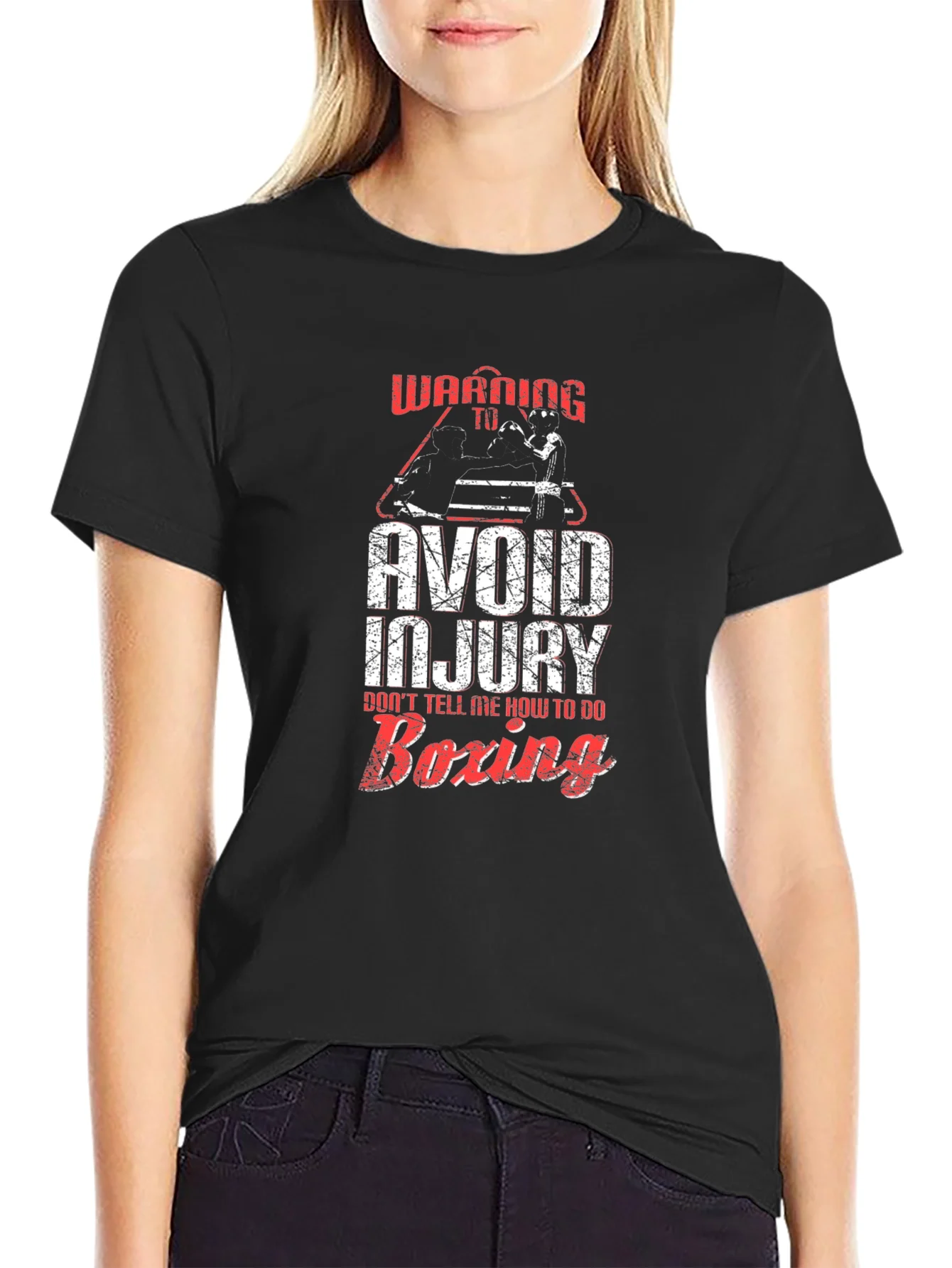 Warning Boxing T-Shirt Avoid Injury Funny Graphic Tee