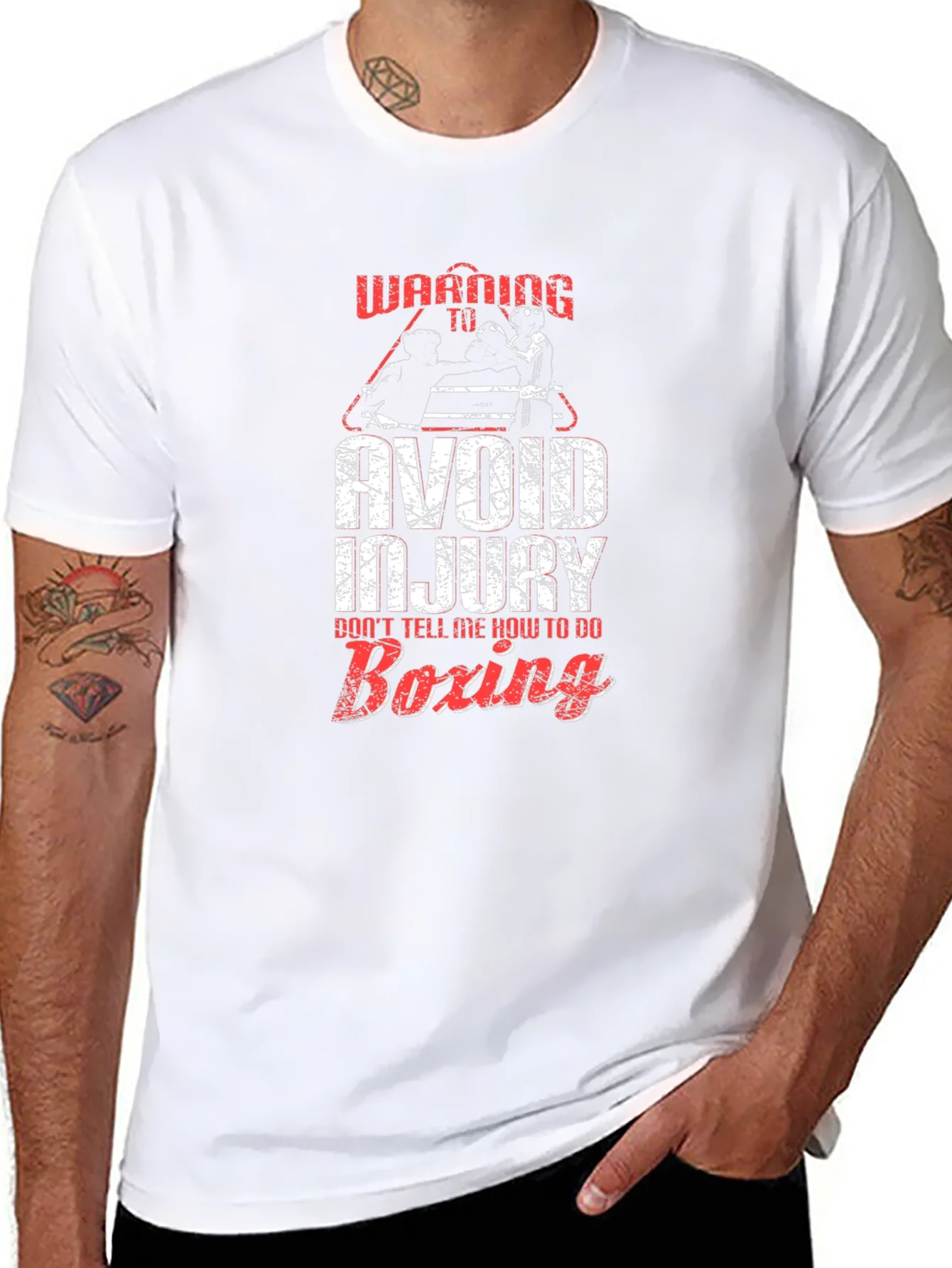 Warning Boxing T-Shirt Avoid Injury Funny Graphic Tee