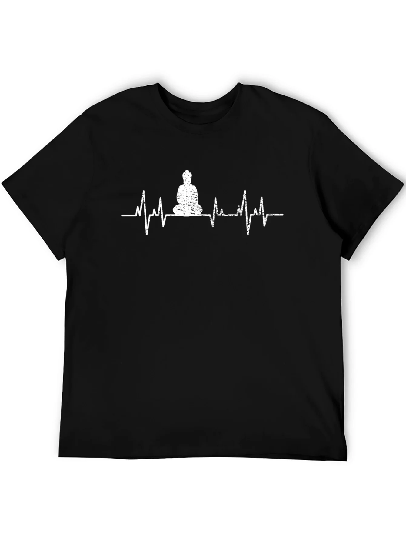 Zen Heartbeat T-Shirt - Meditating Buddha ECG Line Tee