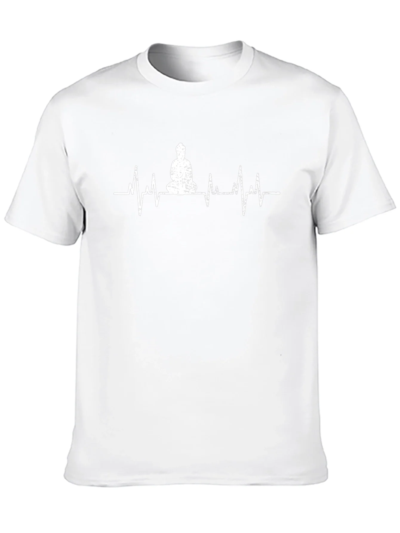 Zen Heartbeat T-Shirt - Meditating Buddha ECG Line Tee