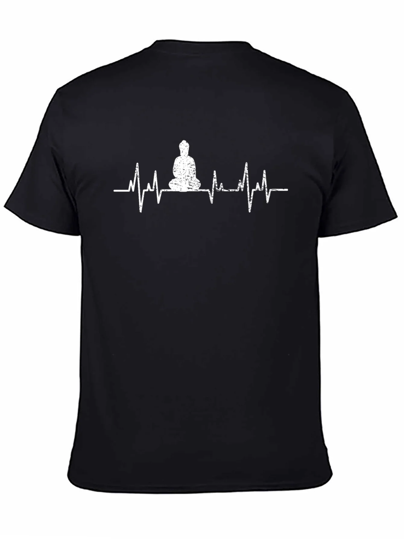 Zen Heartbeat T-Shirt - Meditating Buddha ECG Line Tee