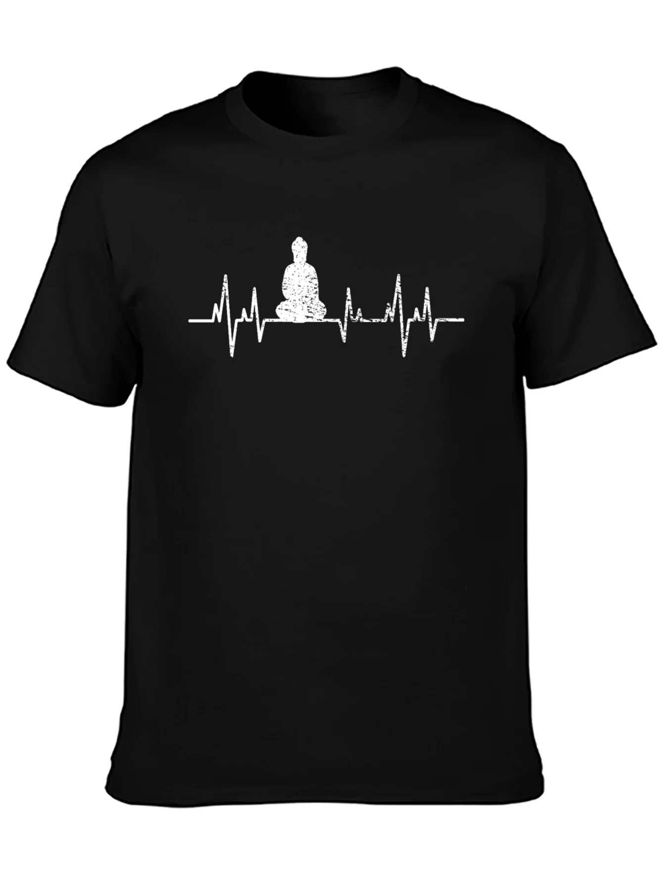 Zen Heartbeat T-Shirt - Meditating Buddha ECG Line Tee