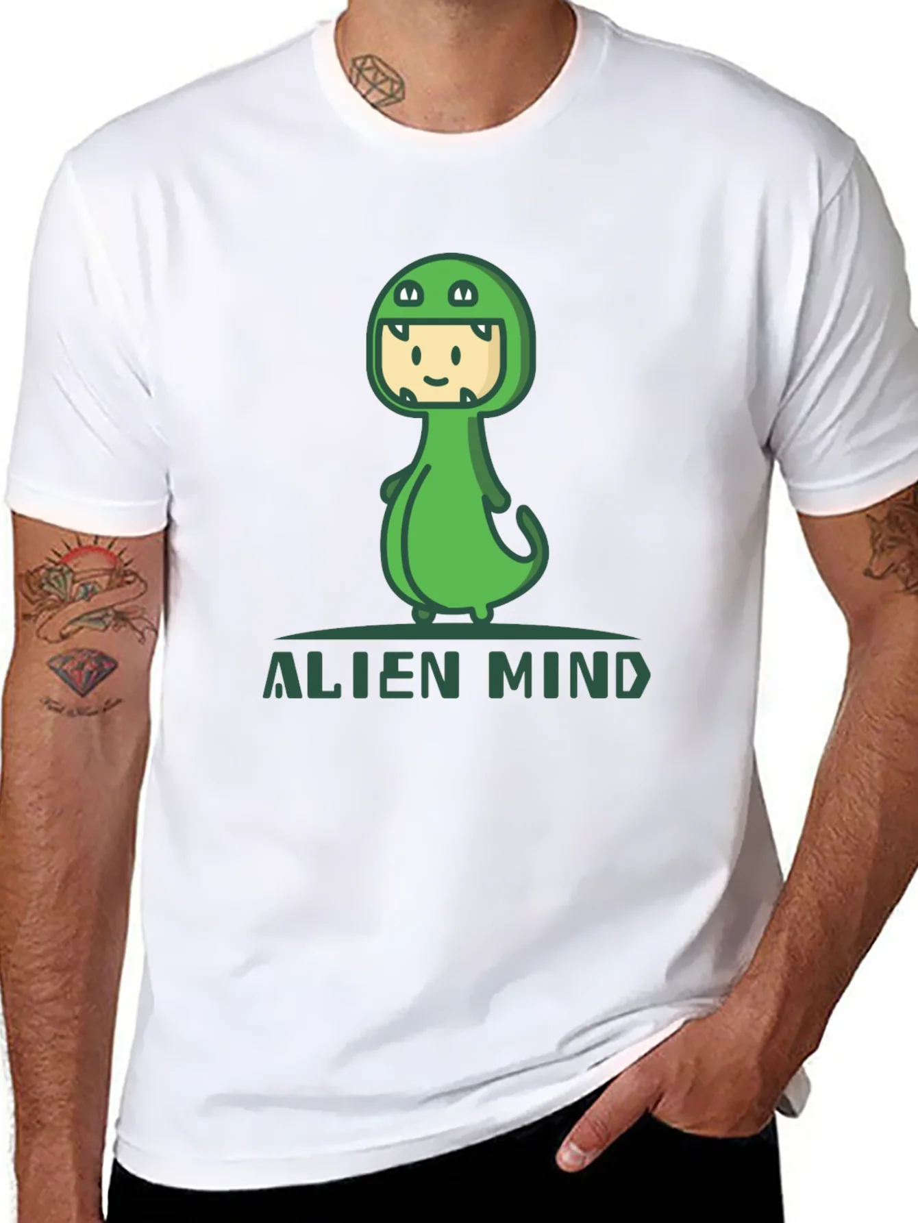 Alien Mind Dino T-Shirt - Fun Graphic Tee