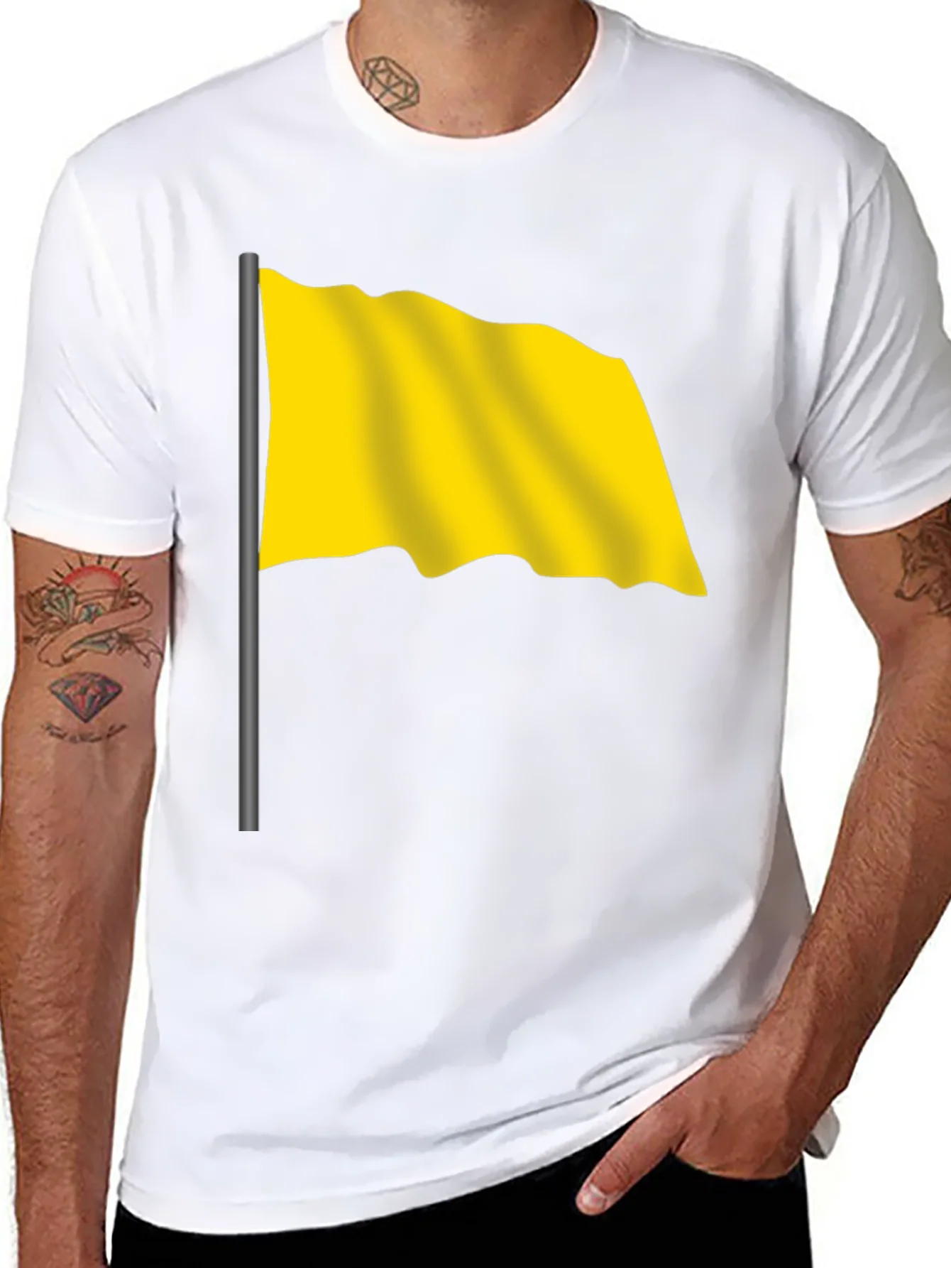 Yellow Flag Graphic Black T-Shirt - Stylish & Unique
