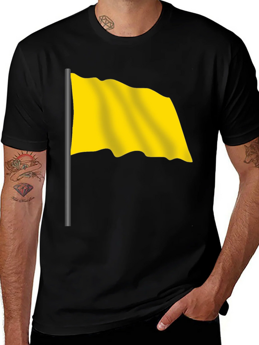 Yellow Flag Graphic Black T-Shirt - Stylish & Unique