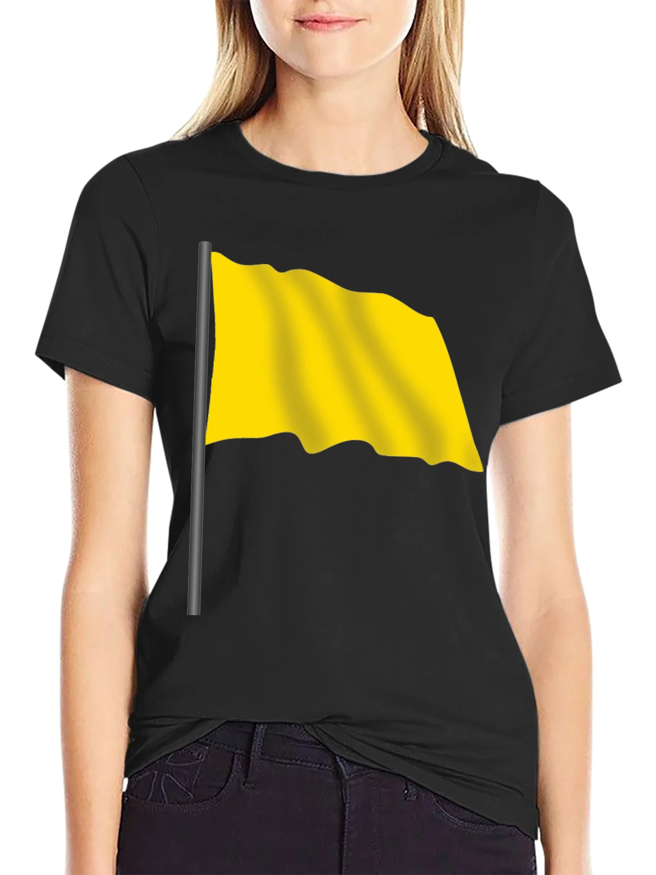 Yellow Flag Graphic Black T-Shirt - Stylish & Unique