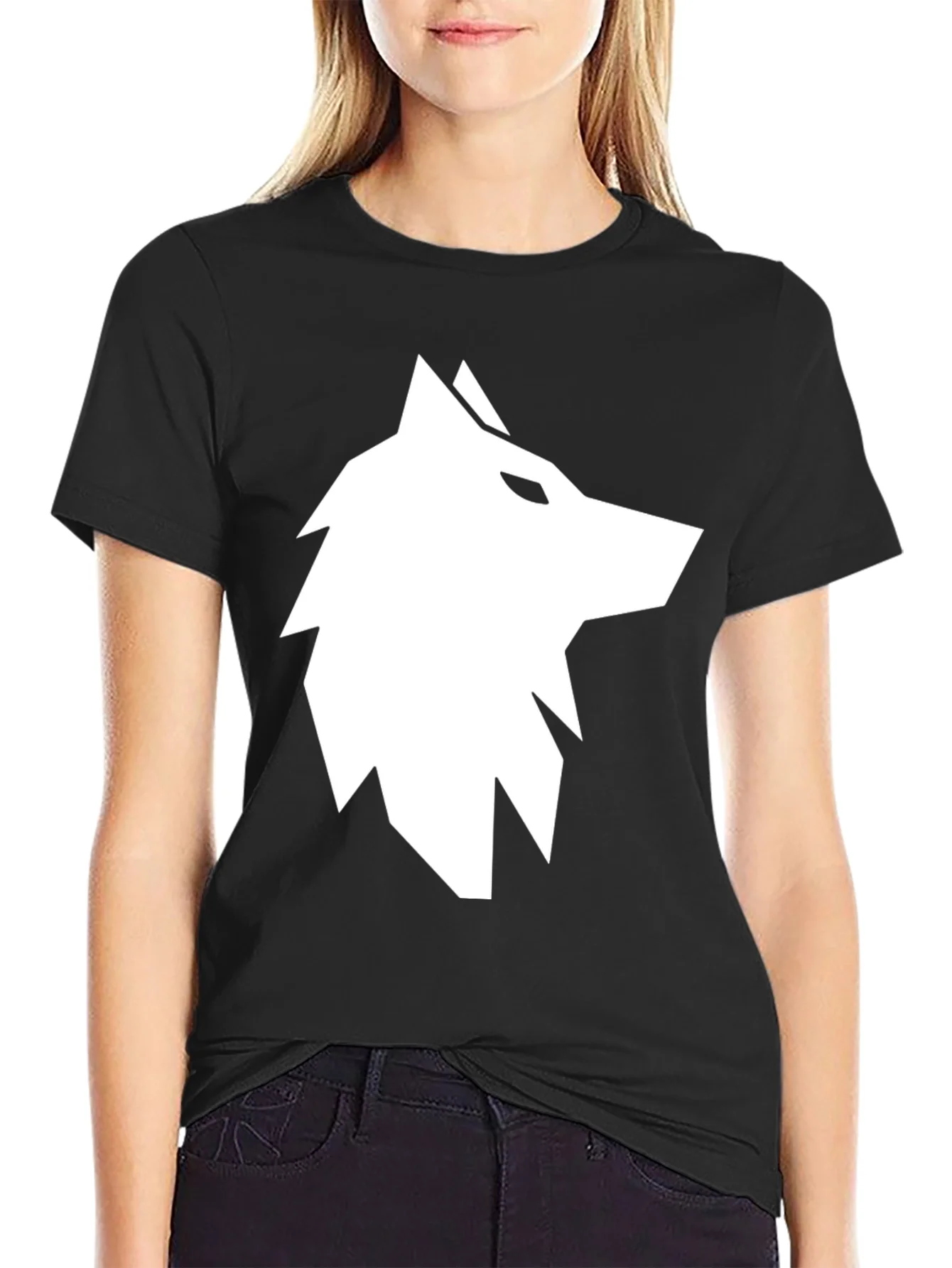 Wolf Graphic Print Black T-Shirt